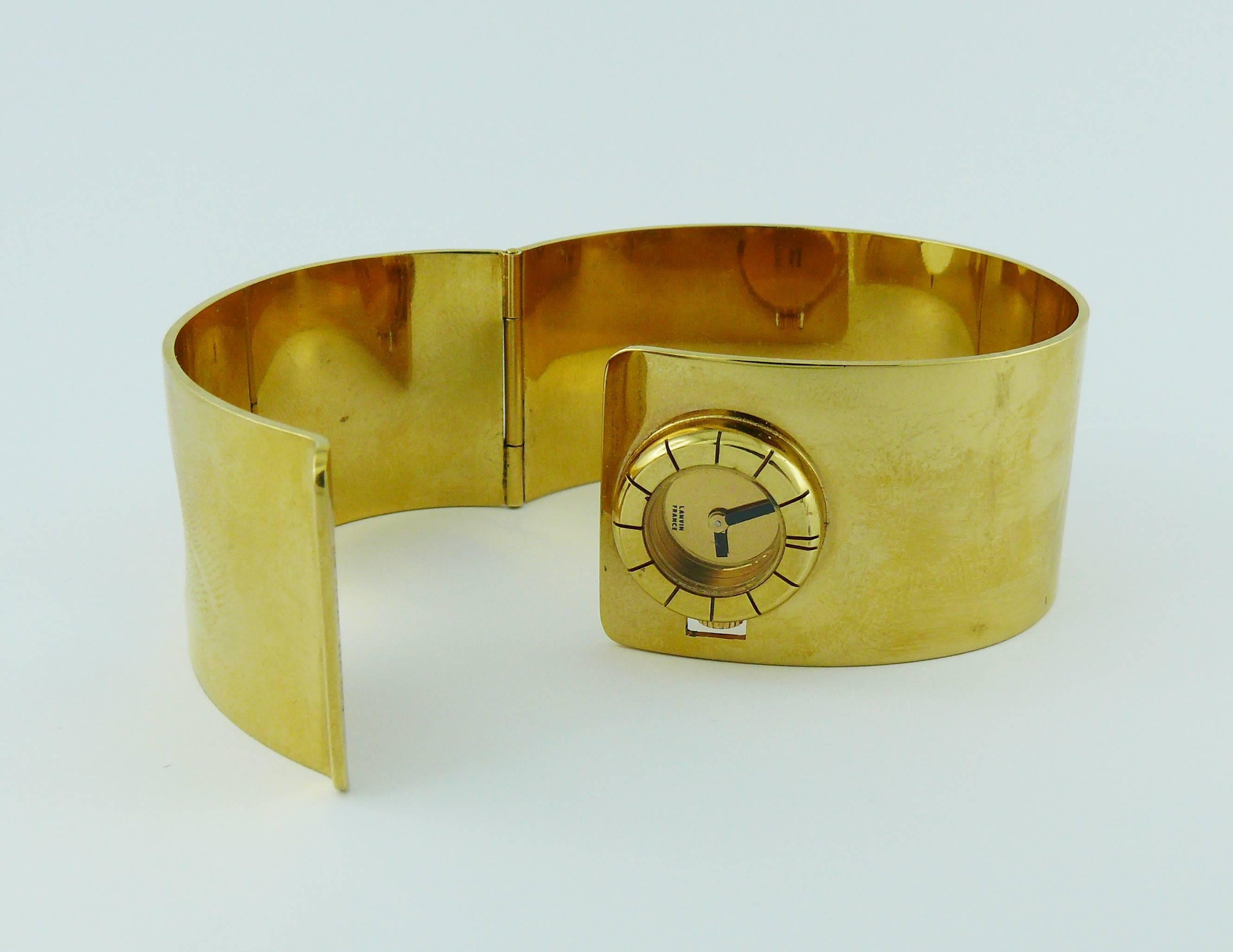 Women's Lanvin Vintage 1970s Gold Toned Bracelet de Force Watch For Sale