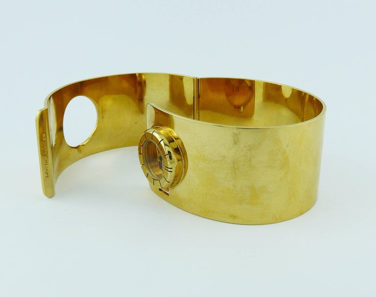 Bracelet Laiton Doré Et émail Noir Vintage Lanvin - État Excellent, Style Chic