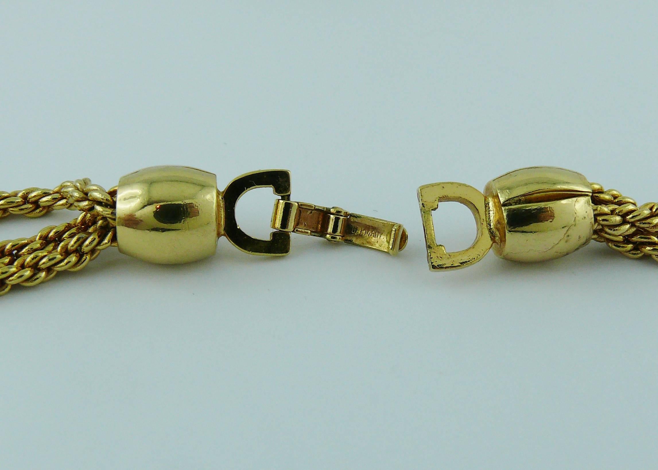 Christian Dior Vintage Gold Toned Sautoir Necklace For Sale 3