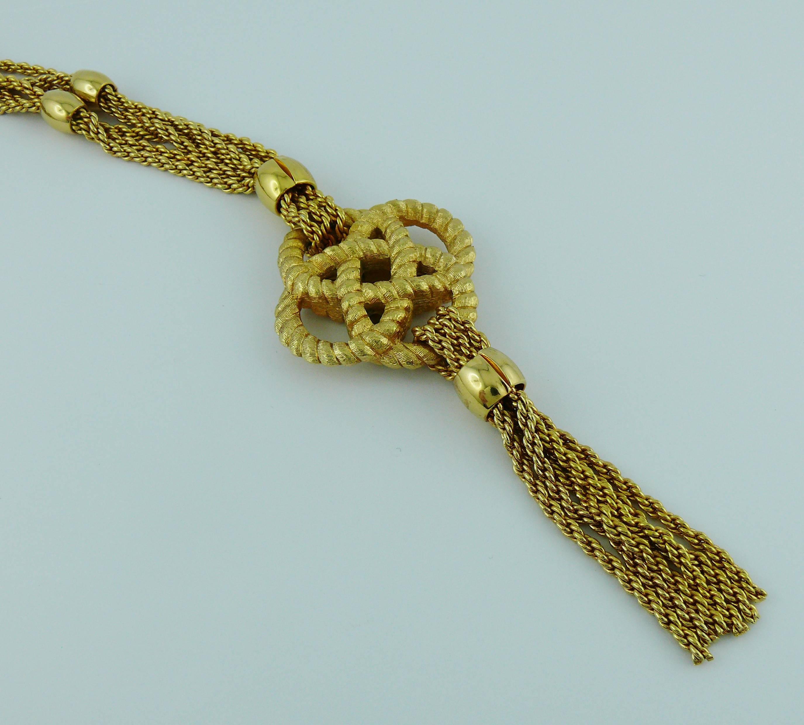 Christian Dior Vintage Gold Toned Sautoir Necklace For Sale 1