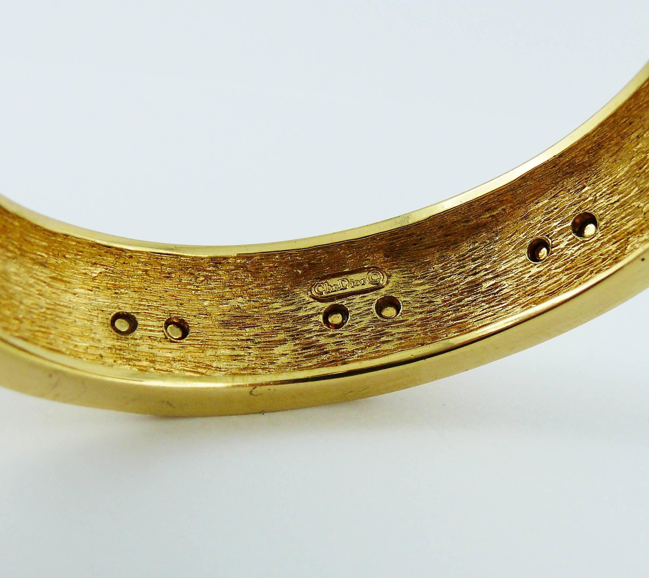 Christian Dior Vintage Gold Toned Signature Monogram Bangle Bracelet For Sale 3