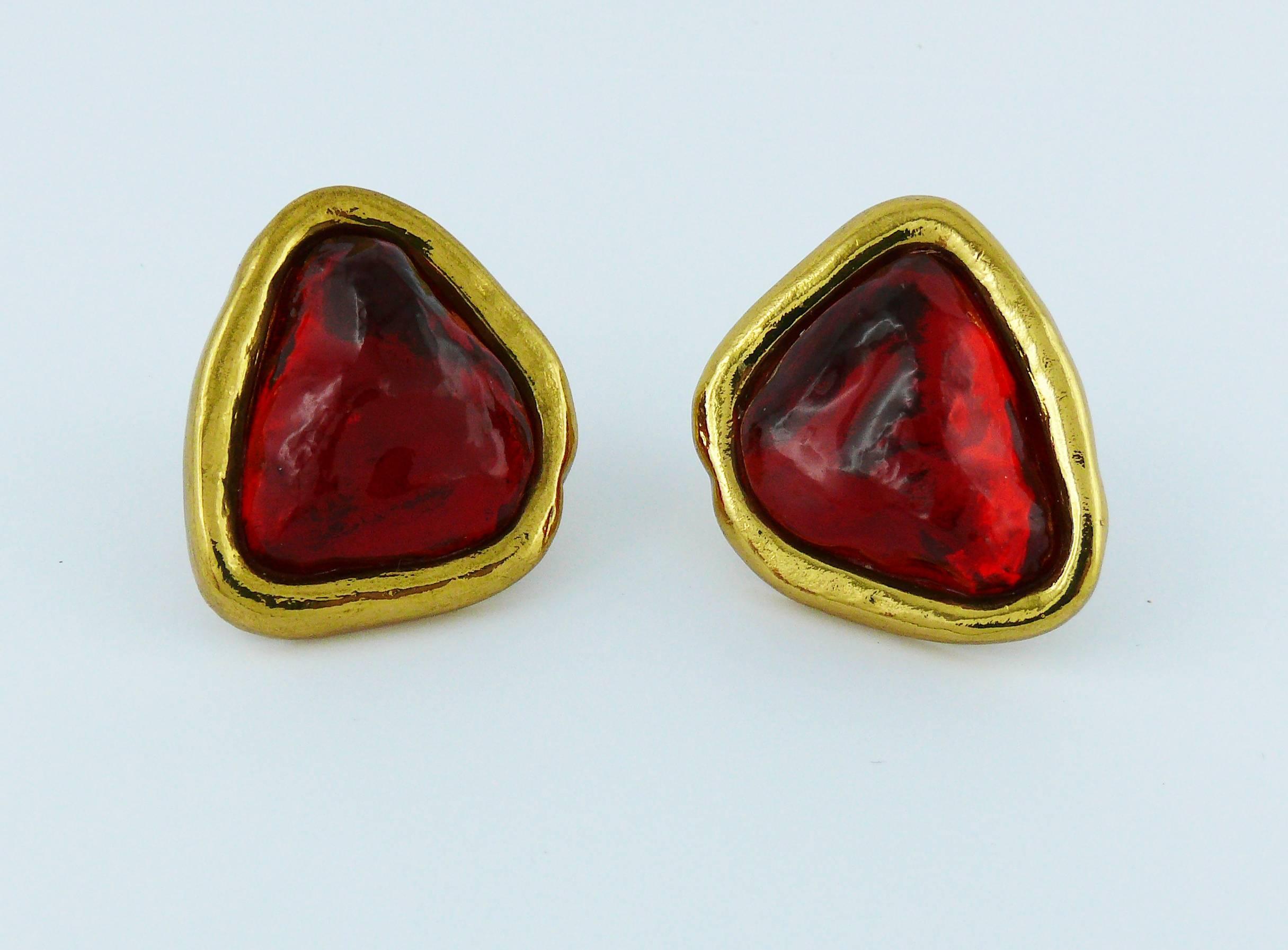 Yves Saint Laurent YSL Vintage Massive Clip-On Earrings In Excellent Condition In Nice, FR
