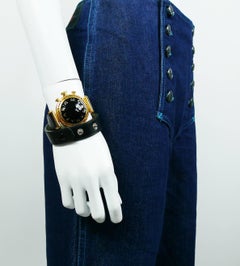 Claude Montana Vintage Trompe L'Oeil Watch Dial Double Tour Wrap Bracelet