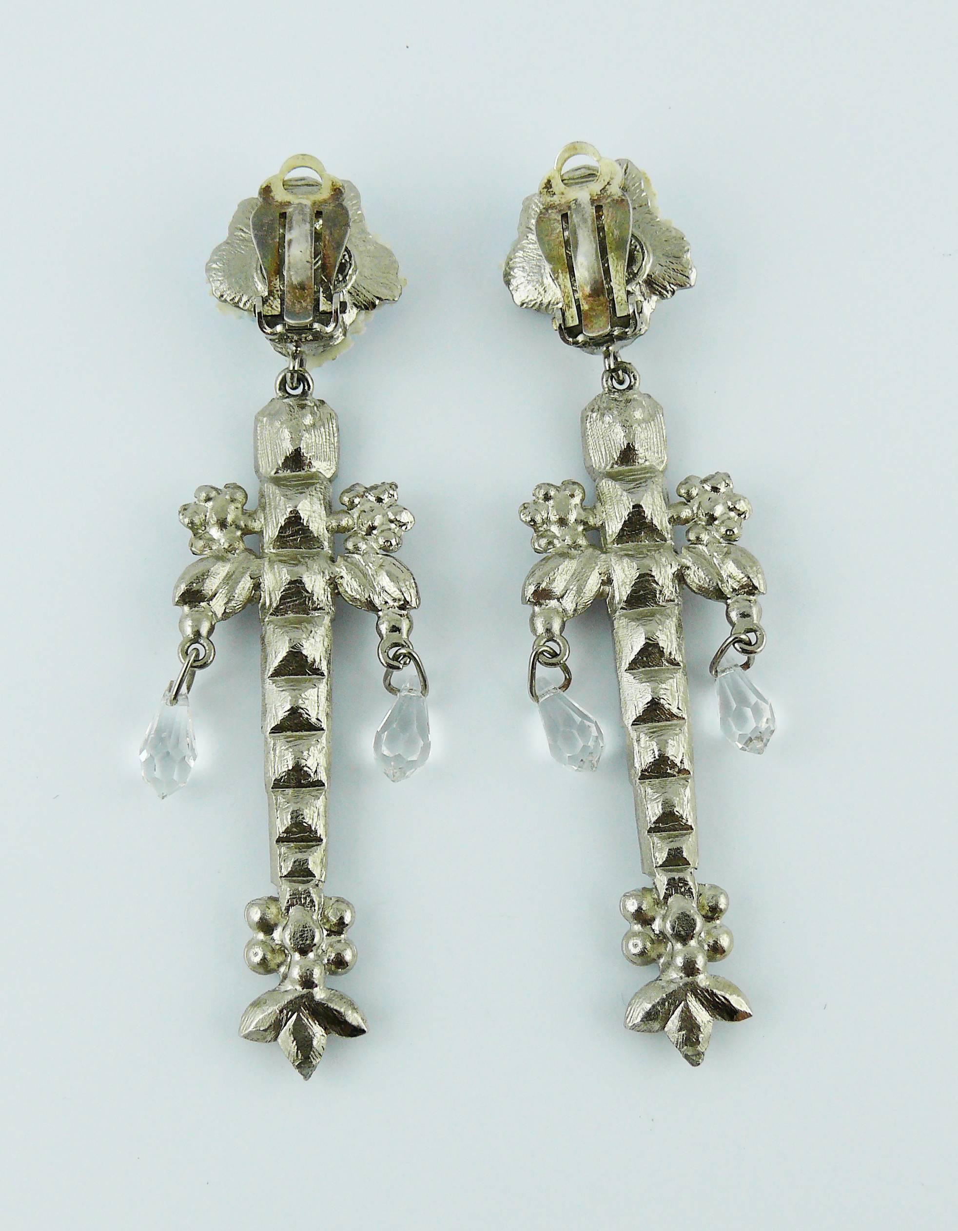 Christian Lacroix Vintage Jewelled Dangling Earrings 1