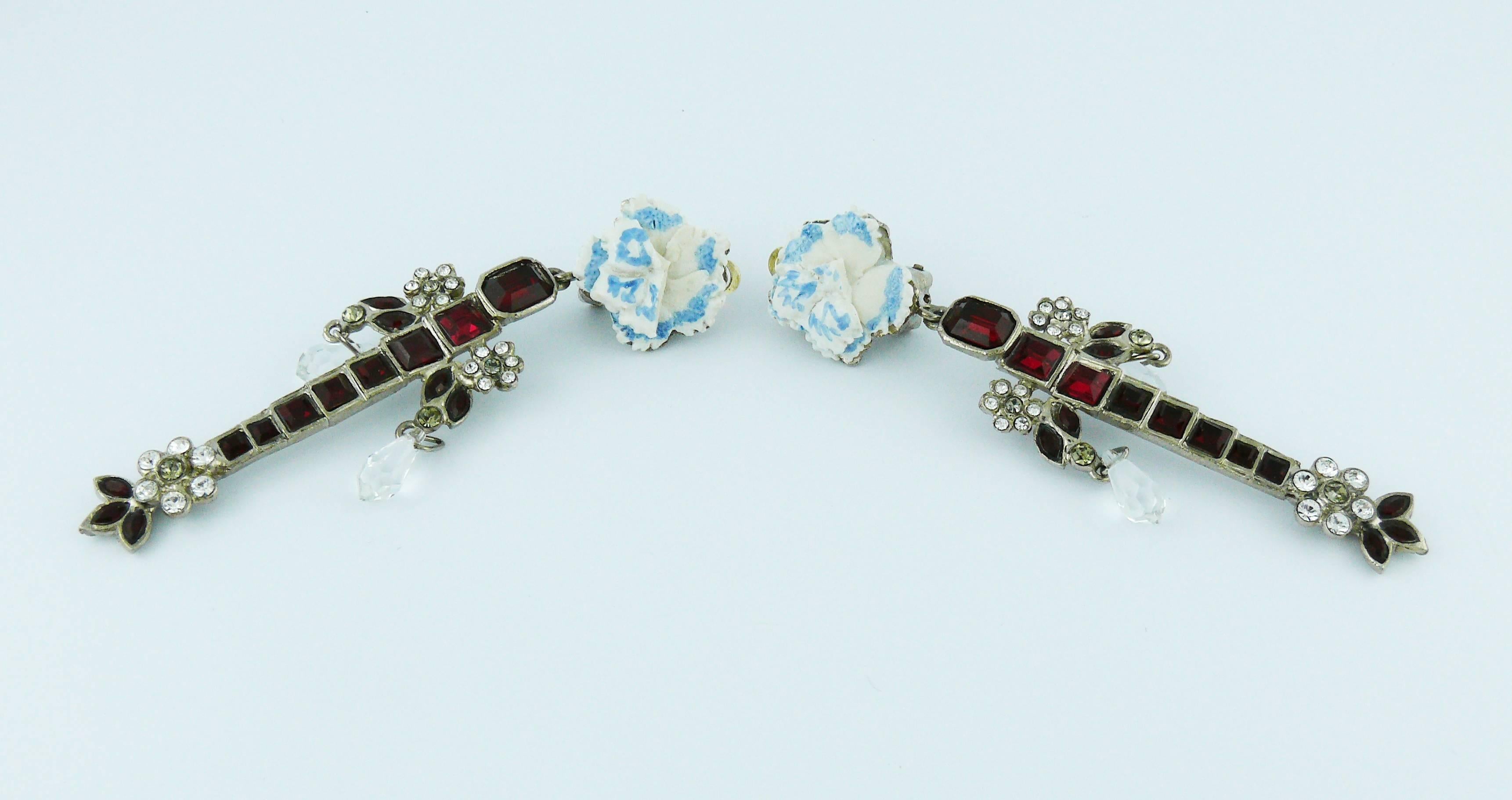 Christian Lacroix Vintage Jewelled Dangling Earrings In Excellent Condition In Nice, FR