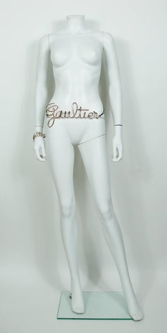 Jean Paul Gaultier Cursive Logo Copper Toned Belt and Bracelet Set