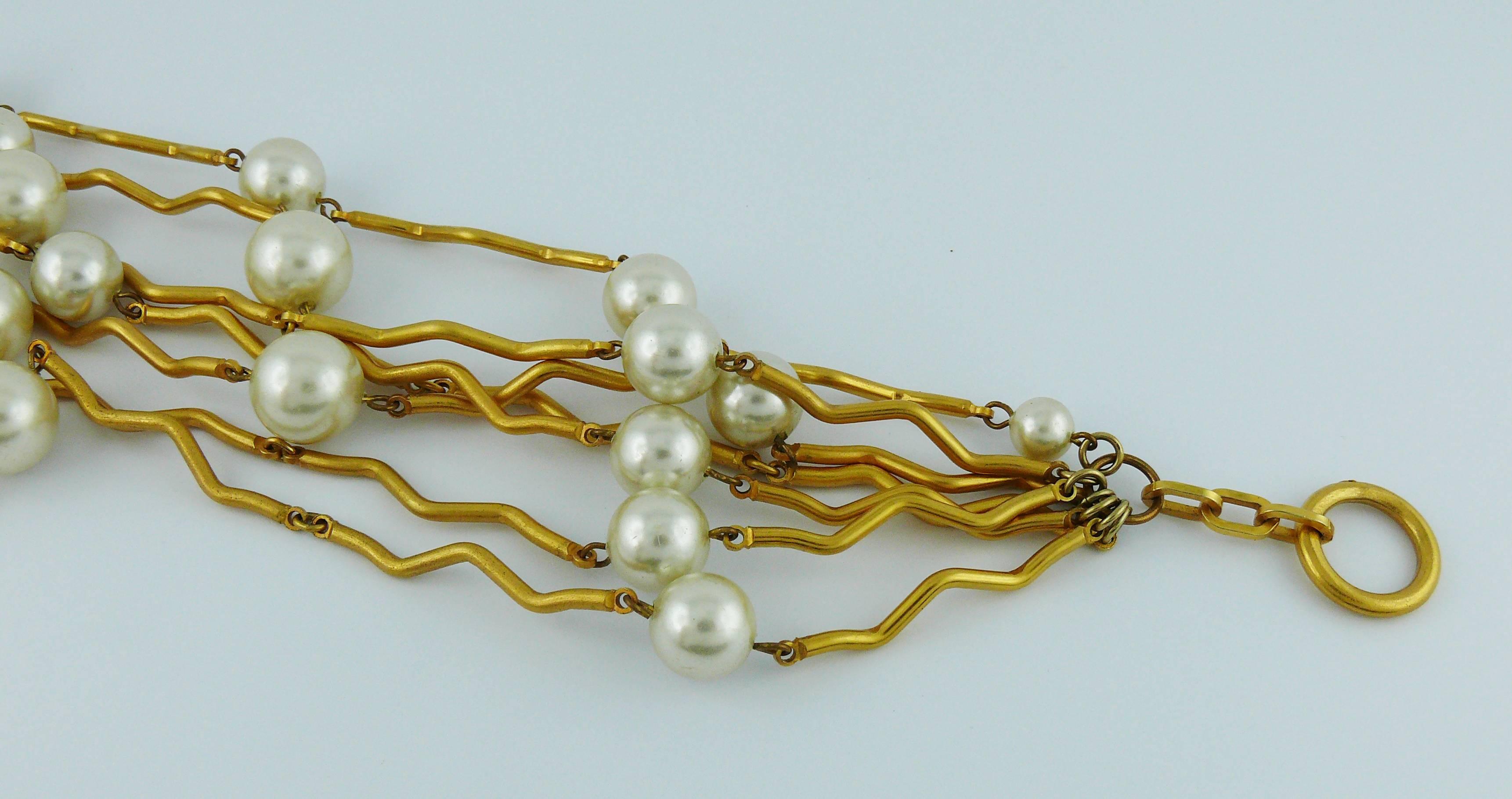 Biche de Bere - Collier ras du cou en perles moderniste à plusieurs brins - Vintage 1