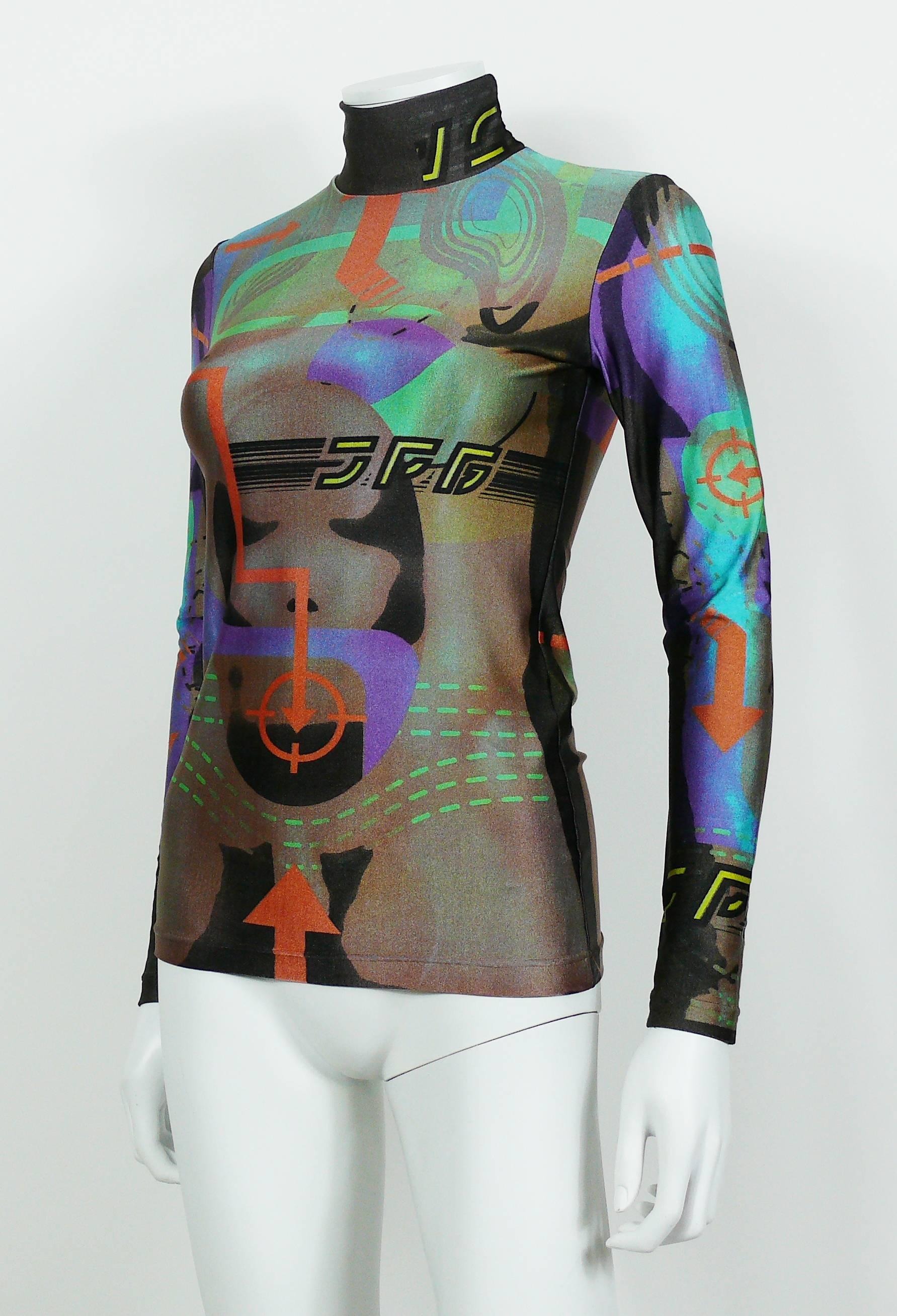 Jean Paul Gaultier Vintage Rare Cyborg Illusion Turtleneck Top Size S In Good Condition In Nice, FR