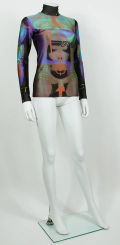 Jean Paul Gaultier Vintage Rare Cyborg Illusion Turtleneck Top Size S