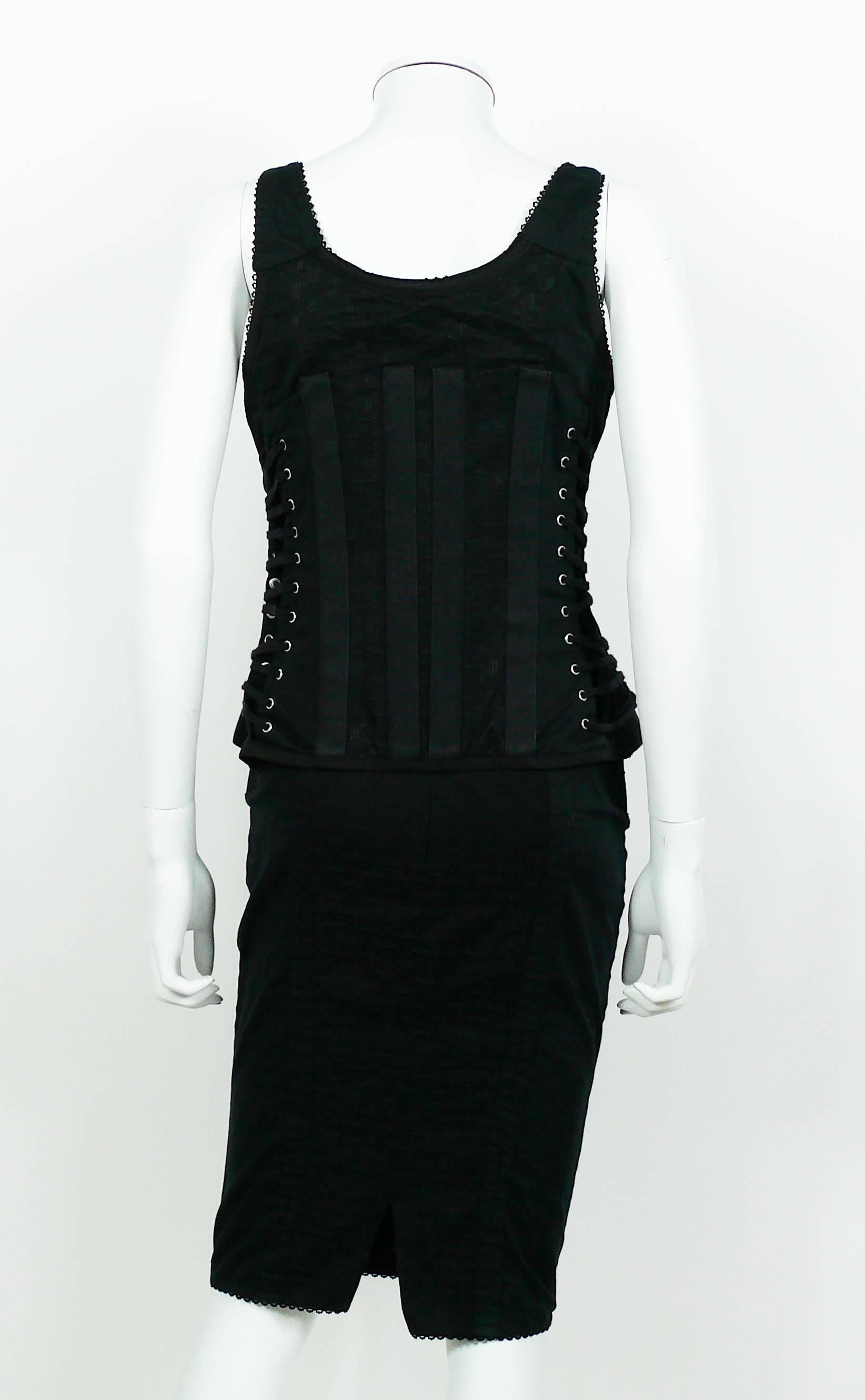 Women's Dolce & Gabbana D&G Vintage Bondage Strap Skirt and Bustier Top Ensemble