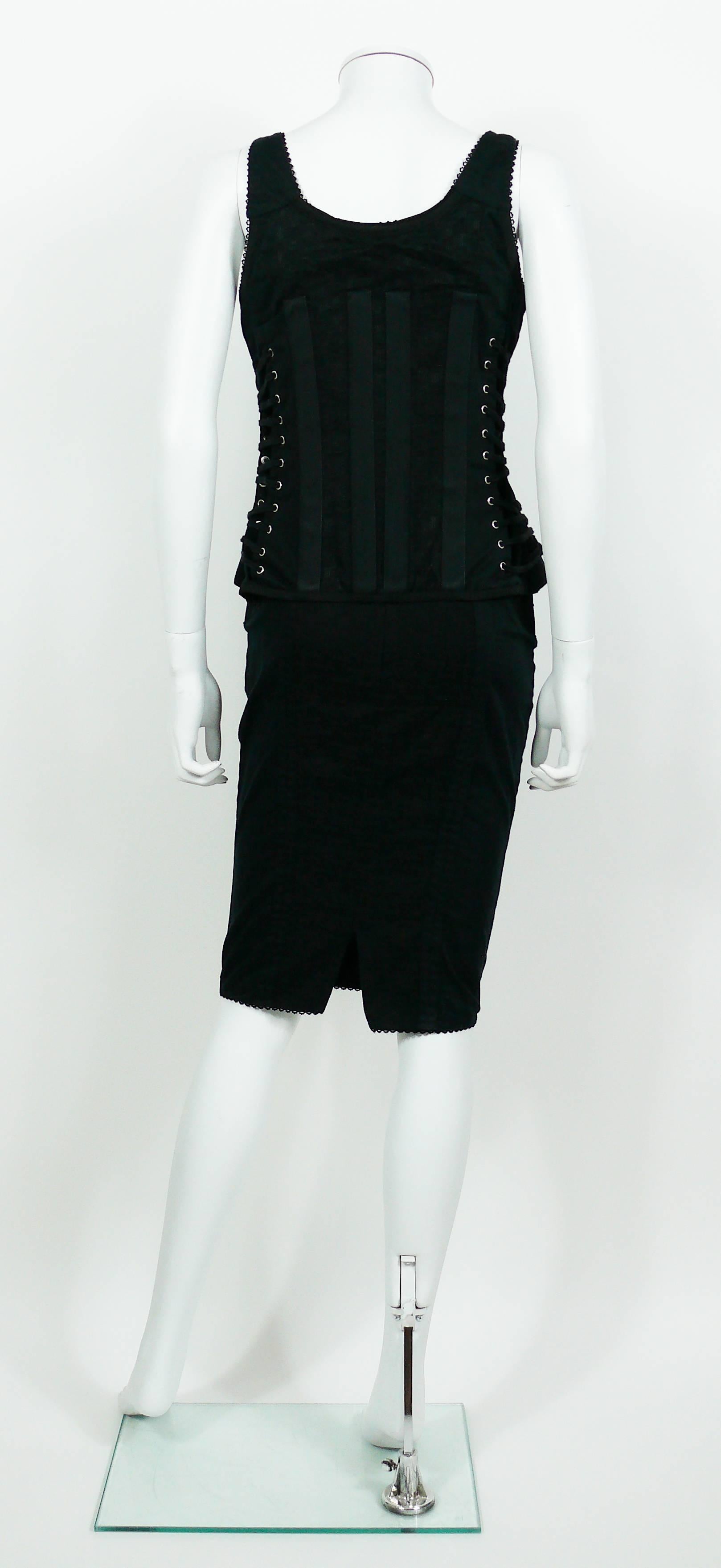 Dolce & Gabbana D&G Vintage Bondage Strap Skirt and Bustier Top Ensemble In Good Condition For Sale In Nice, FR