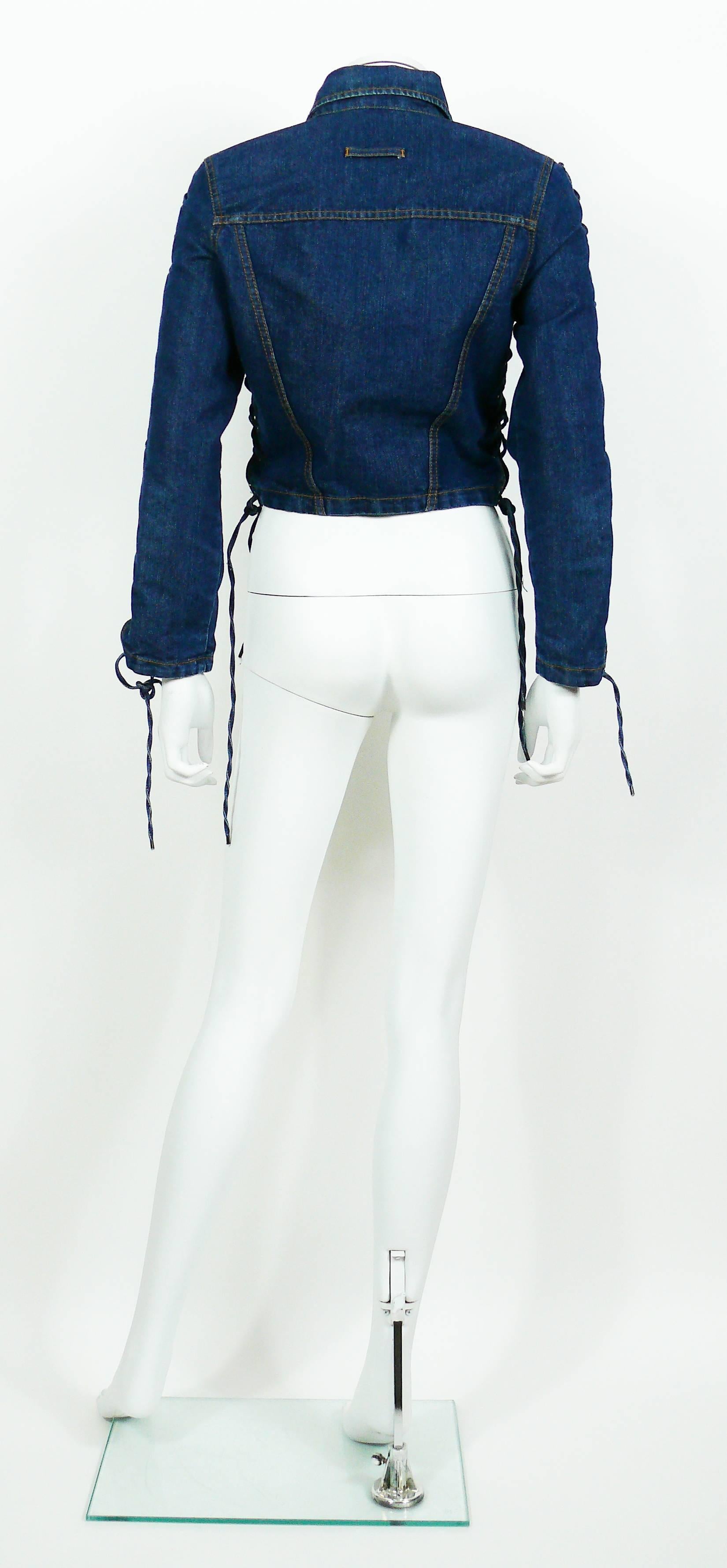 Jean Paul Gaultier Vintage Laced Denim Cropped Jacket In Excellent Condition In Nice, FR