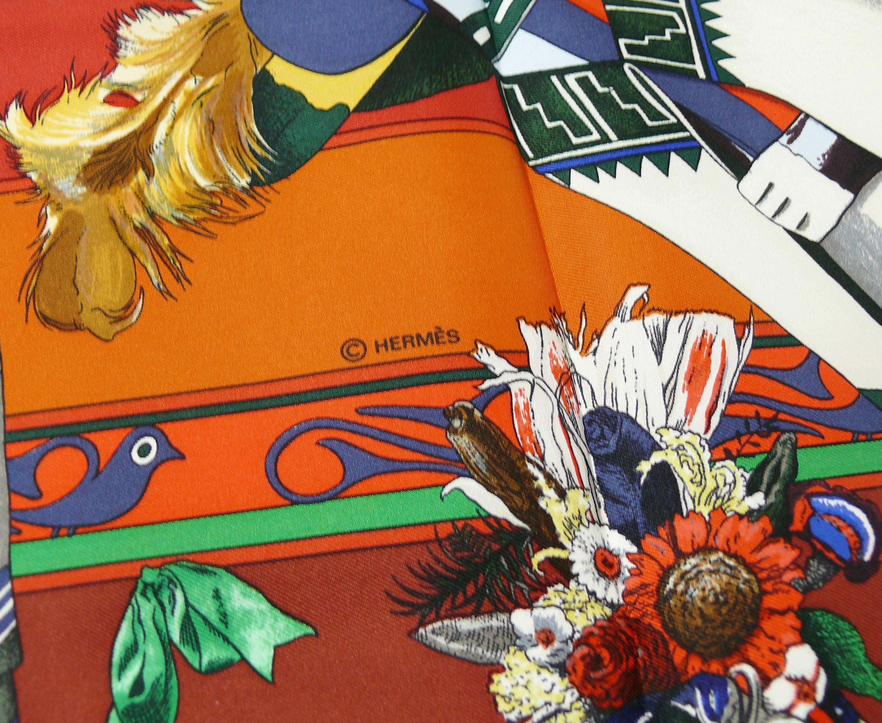 Women's Hermes Vintage Rare Iconic Silk Carre Scarf Kachinas by Kermit Oliver