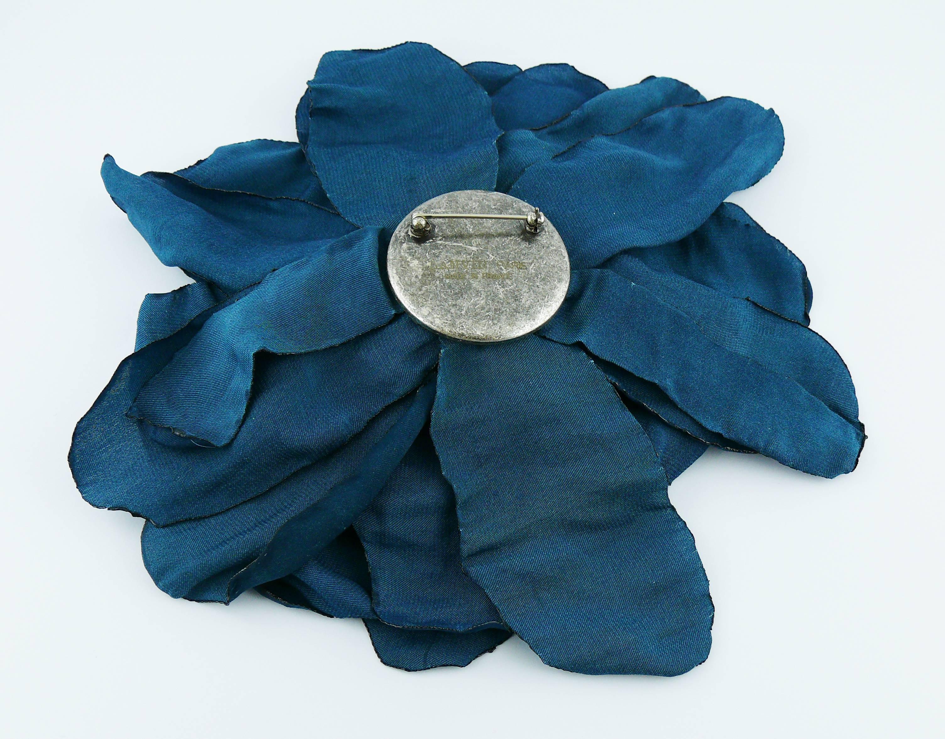 Women's Lanvin Oversized Blue Silk Flower Brooch