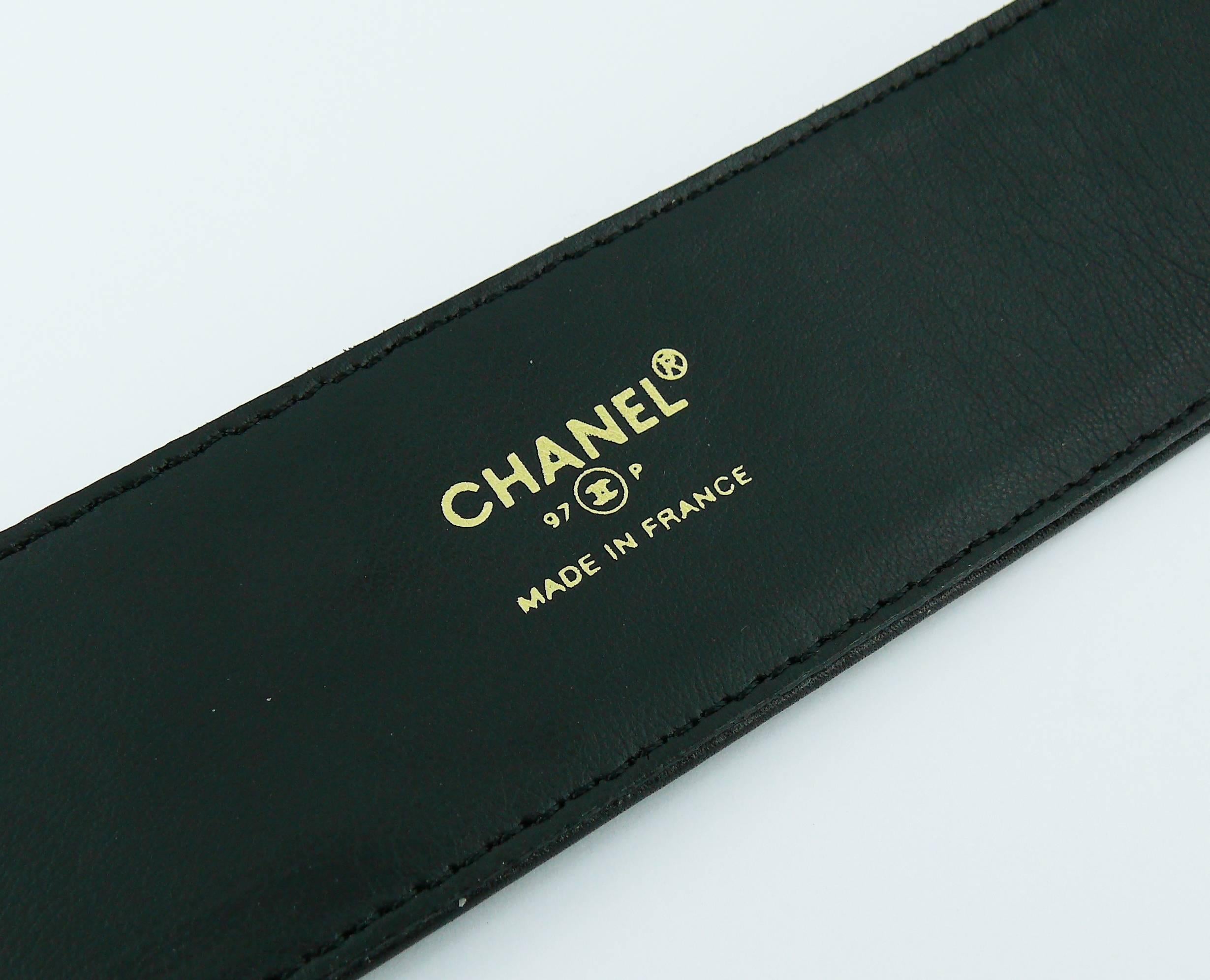 Chanel Vintage Black Braided Calf Leather Belt with CC Buckle Spring 1997 4