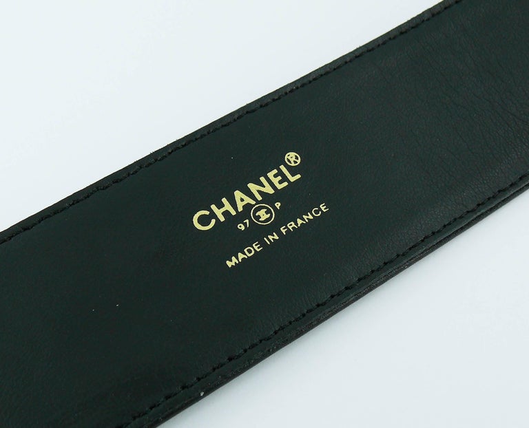 Chanel Vintage Black Braided Calf Leather Belt with CC Buckle Spring ...