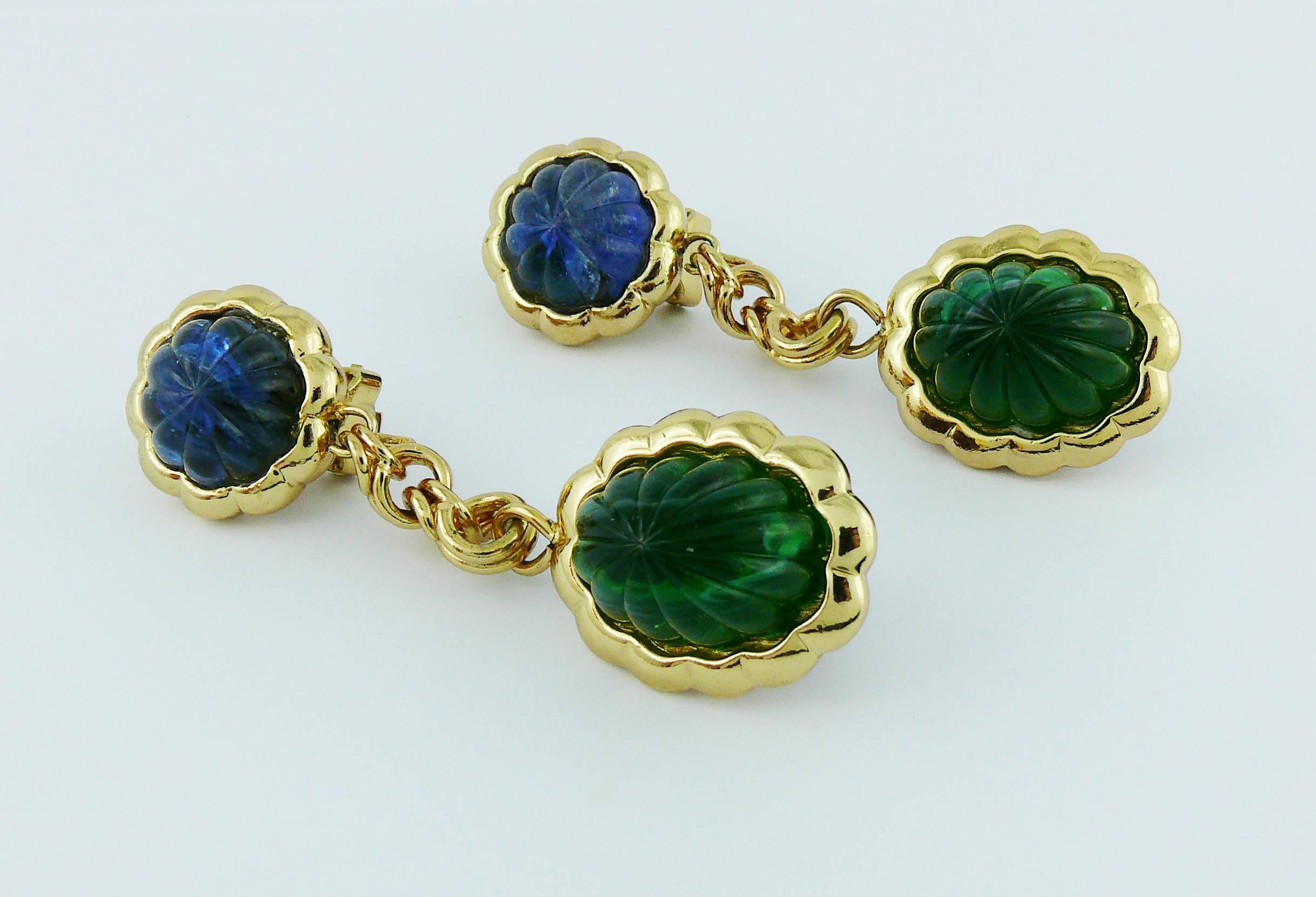 Christian Dior Vintage Faux Gems Dangling Earrings 1