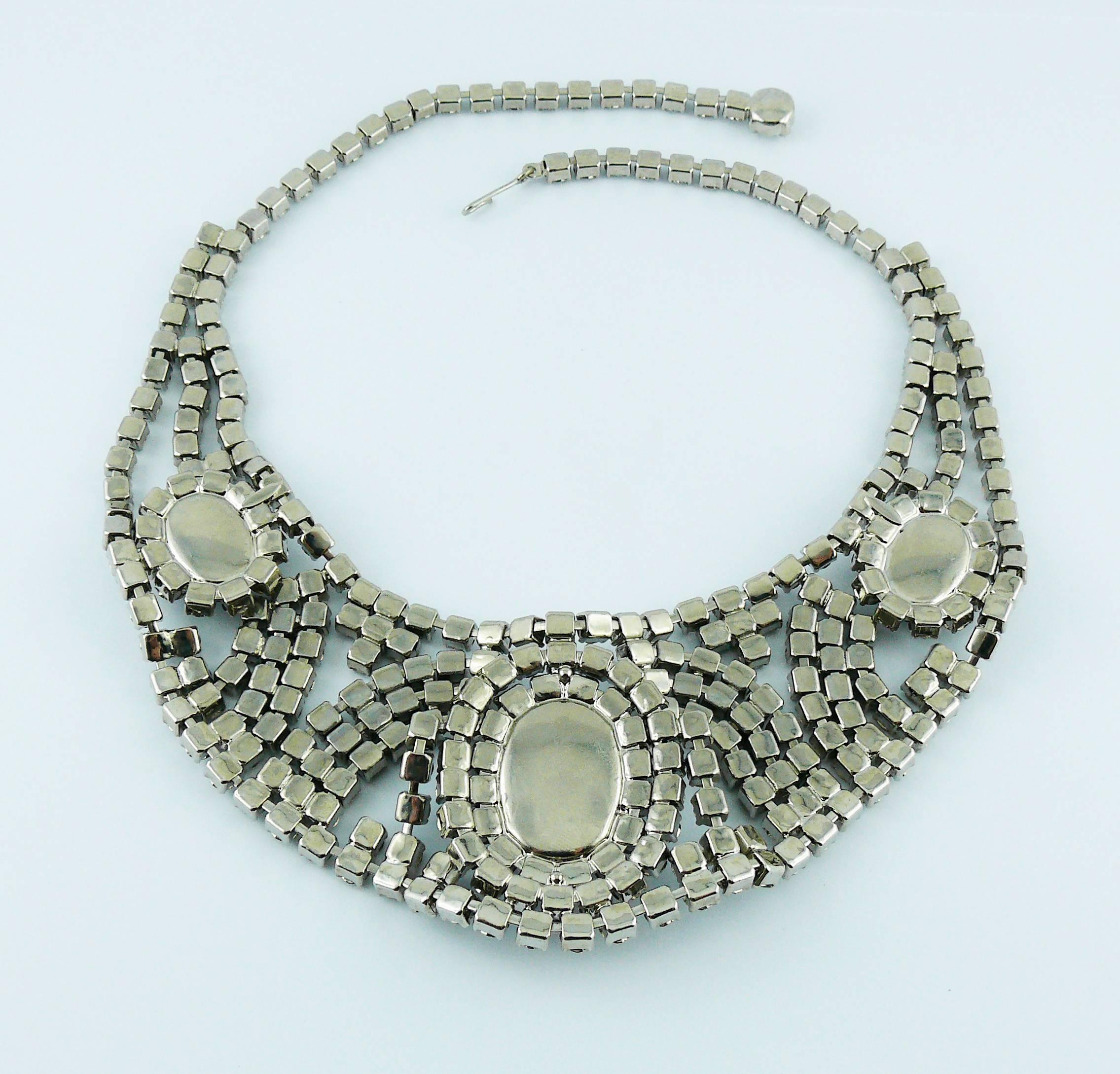 Vintage Saphir und klarer Kristall Halskette Armband Ohrringe & Brosche Set im Angebot 5