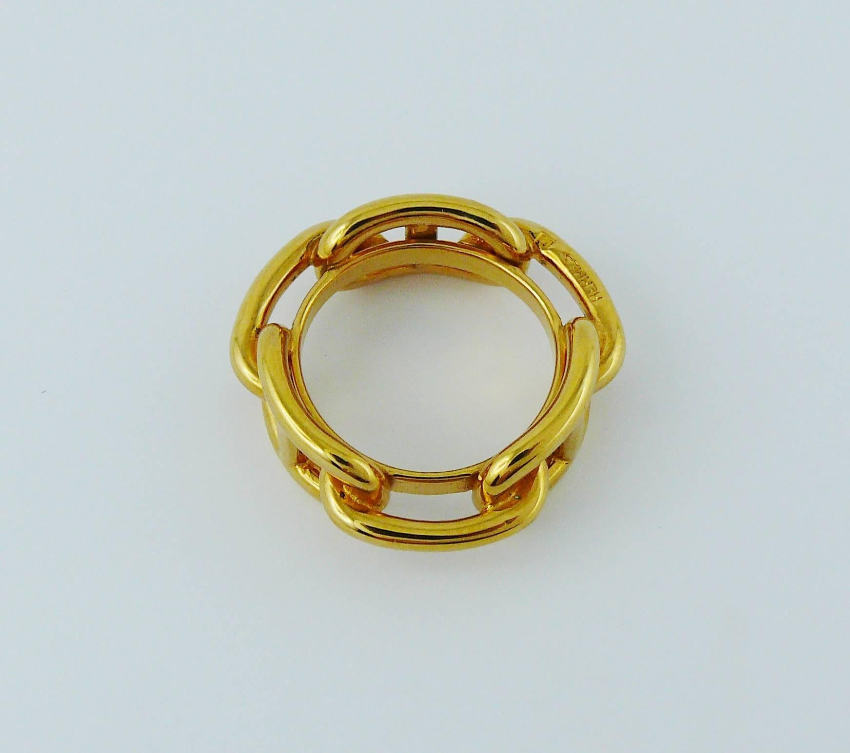 Women's or Men's Hermes Gold Toned Chaine d'Ancre Scarf Ring
