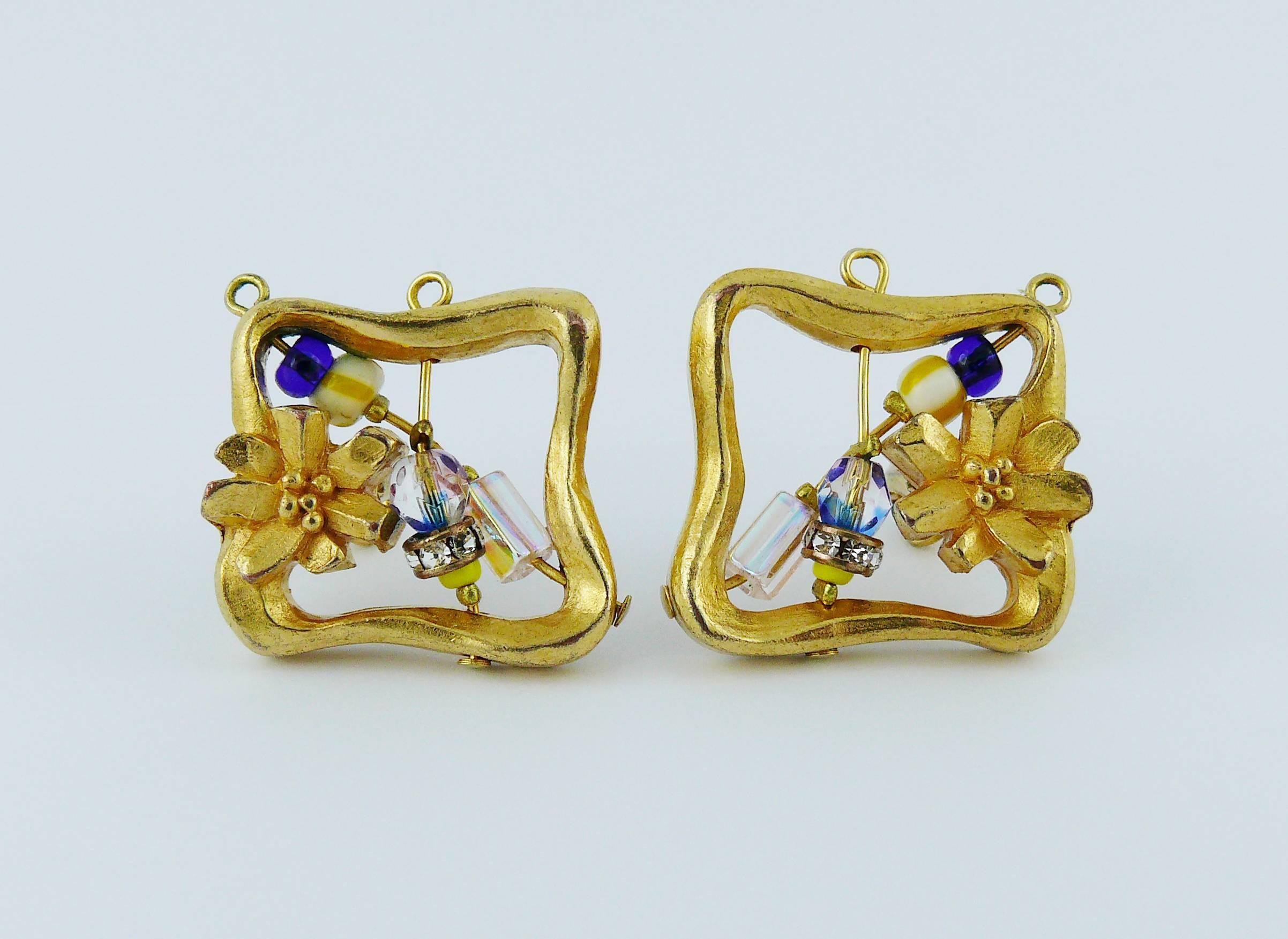 Christian Lacroix Vintage Jewelled Clip-On Earrings In Excellent Condition In Nice, FR