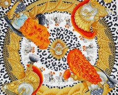 Hermes Silk Carre Scarf "Casques et Plumets" by Julie Abadie