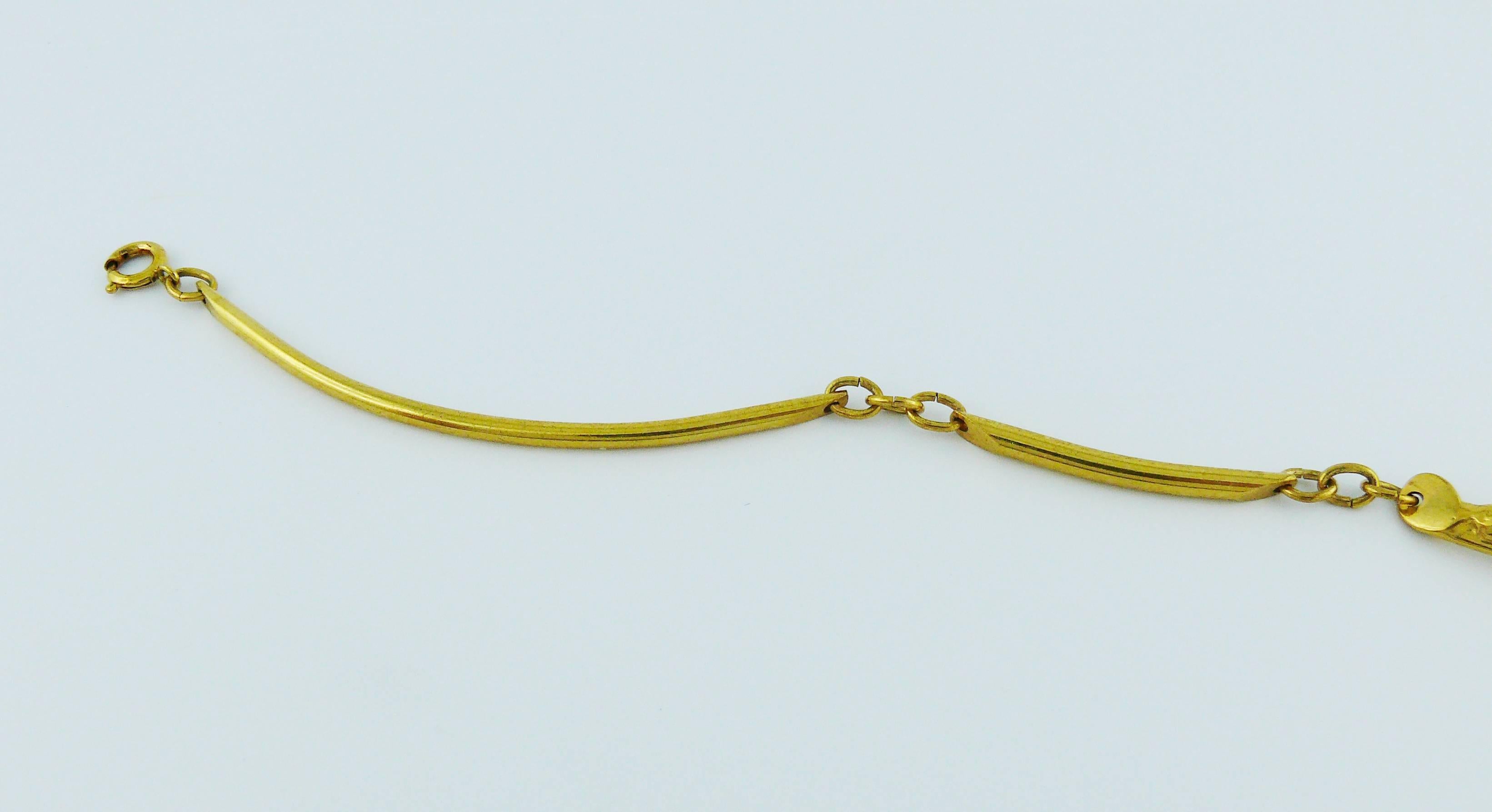 Christian Lacroix Vintage Brutalist Gold Toned Collar Necklace 2