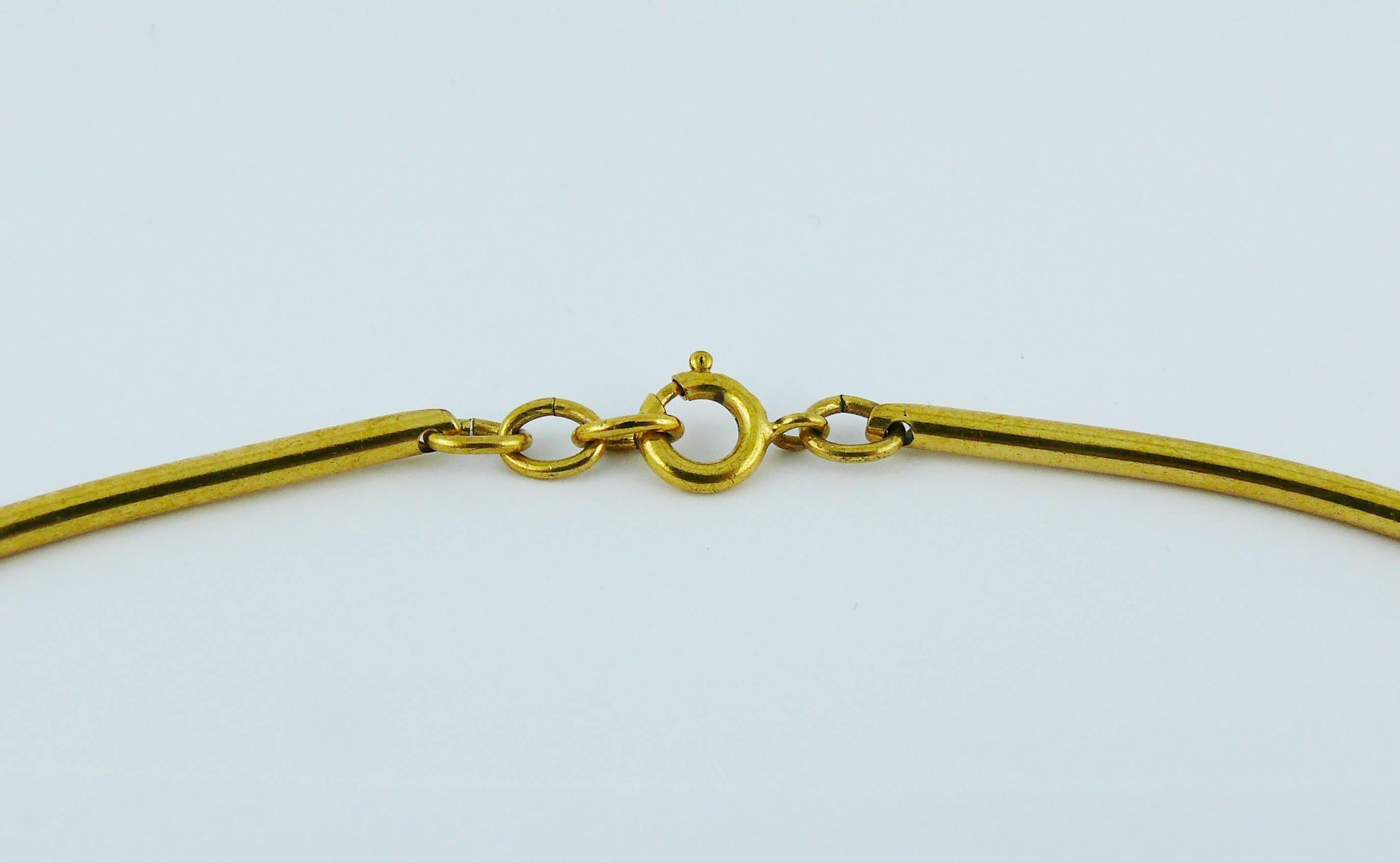 Christian Lacroix Vintage Brutalist Gold Toned Collar Necklace 5