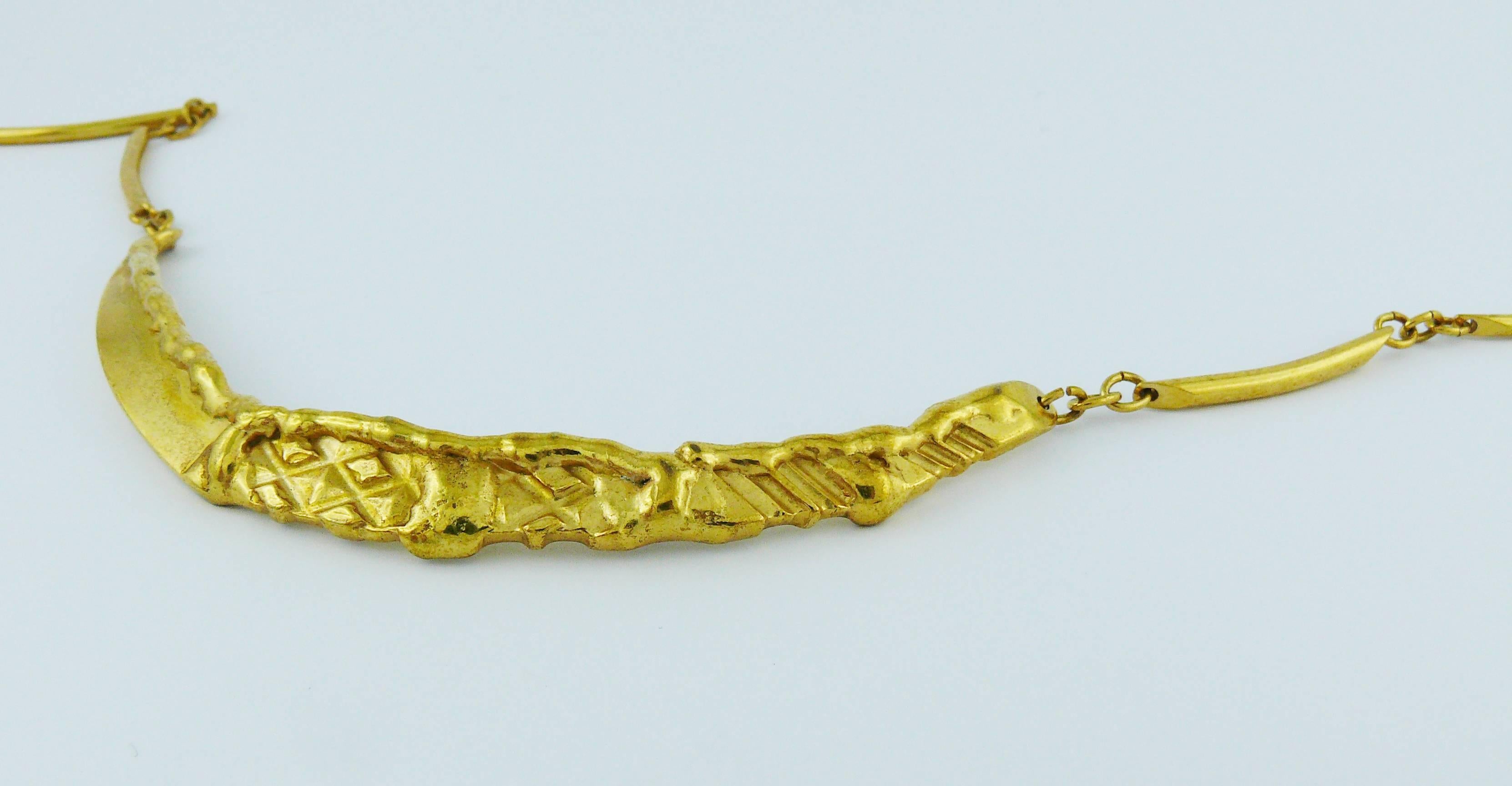 Women's Christian Lacroix Vintage Brutalist Gold Toned Collar Necklace