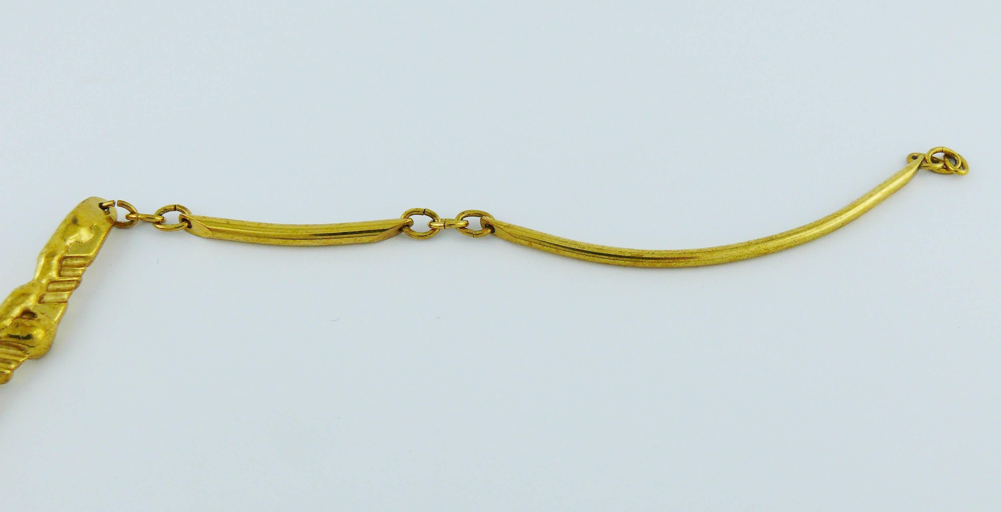 Christian Lacroix Vintage Brutalist Gold Toned Collar Necklace 3