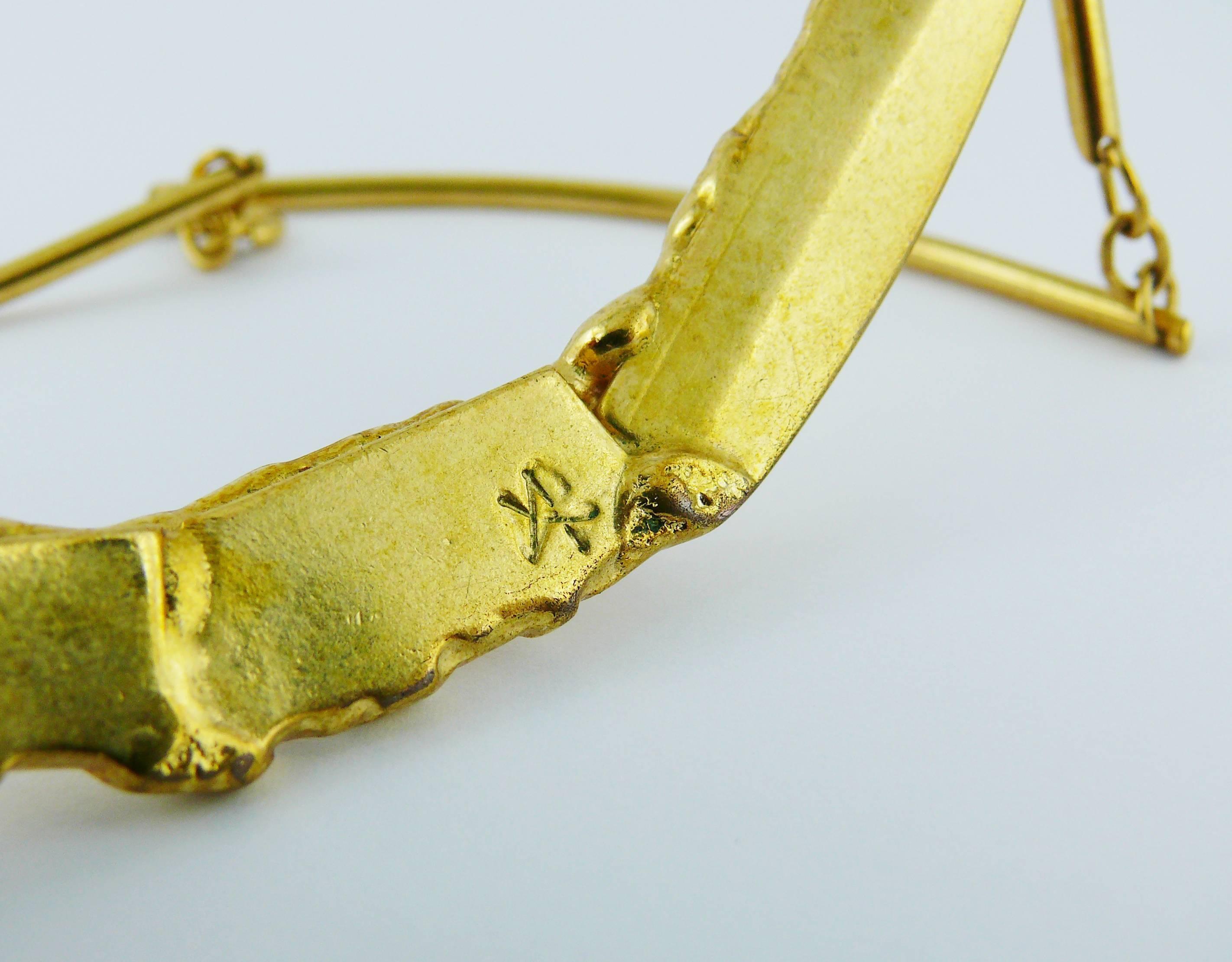 Christian Lacroix Vintage Brutalist Gold Toned Collar Necklace 6