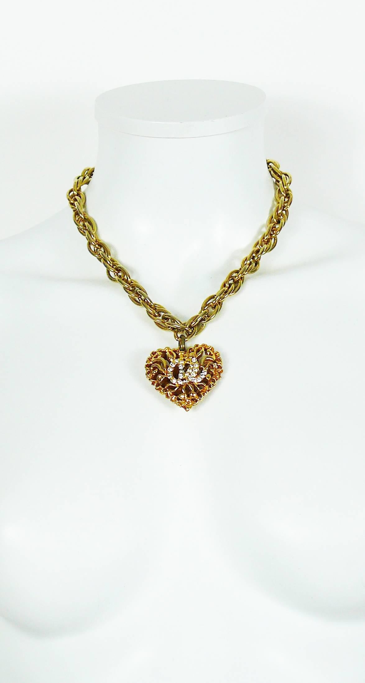 Women's Christian Lacroix Vintage Jewelled Heart Pendant Necklace