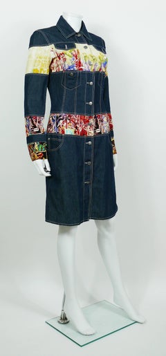 Jean Paul Gaultier Vintage Comics Print Denim Coat Dress