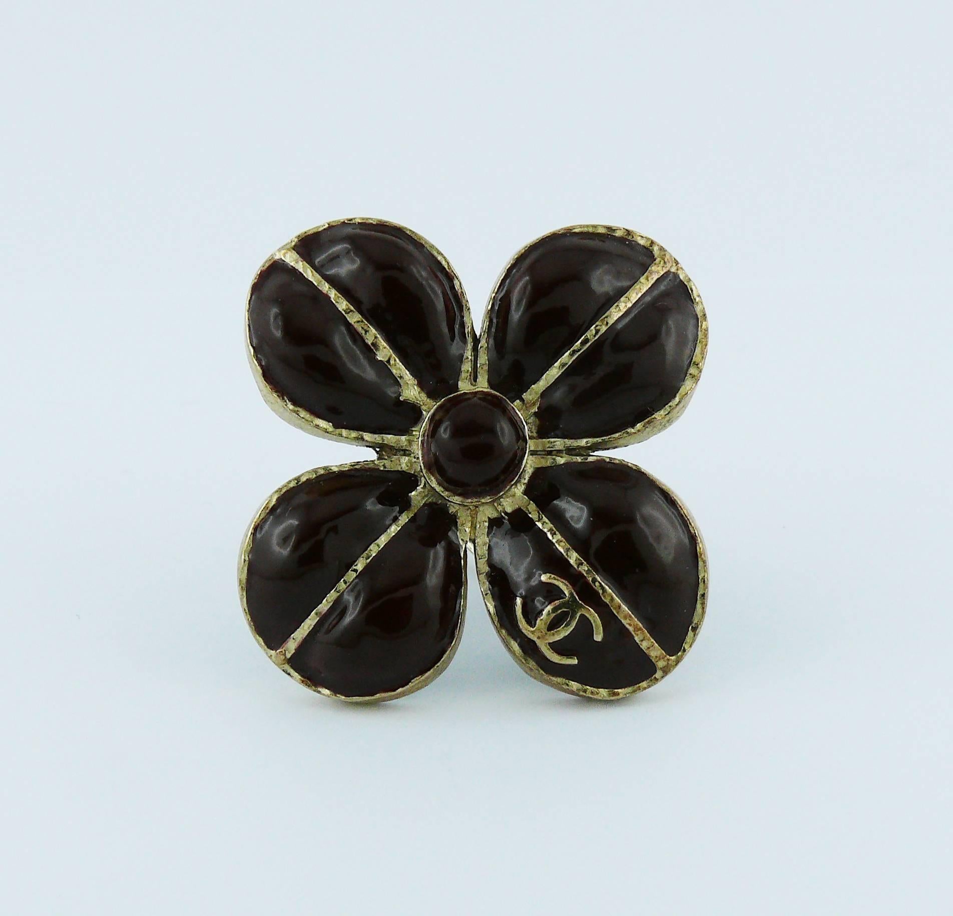 Chanel Brown Clover Ring Fall Winter 2007 In Excellent Condition In Nice, FR