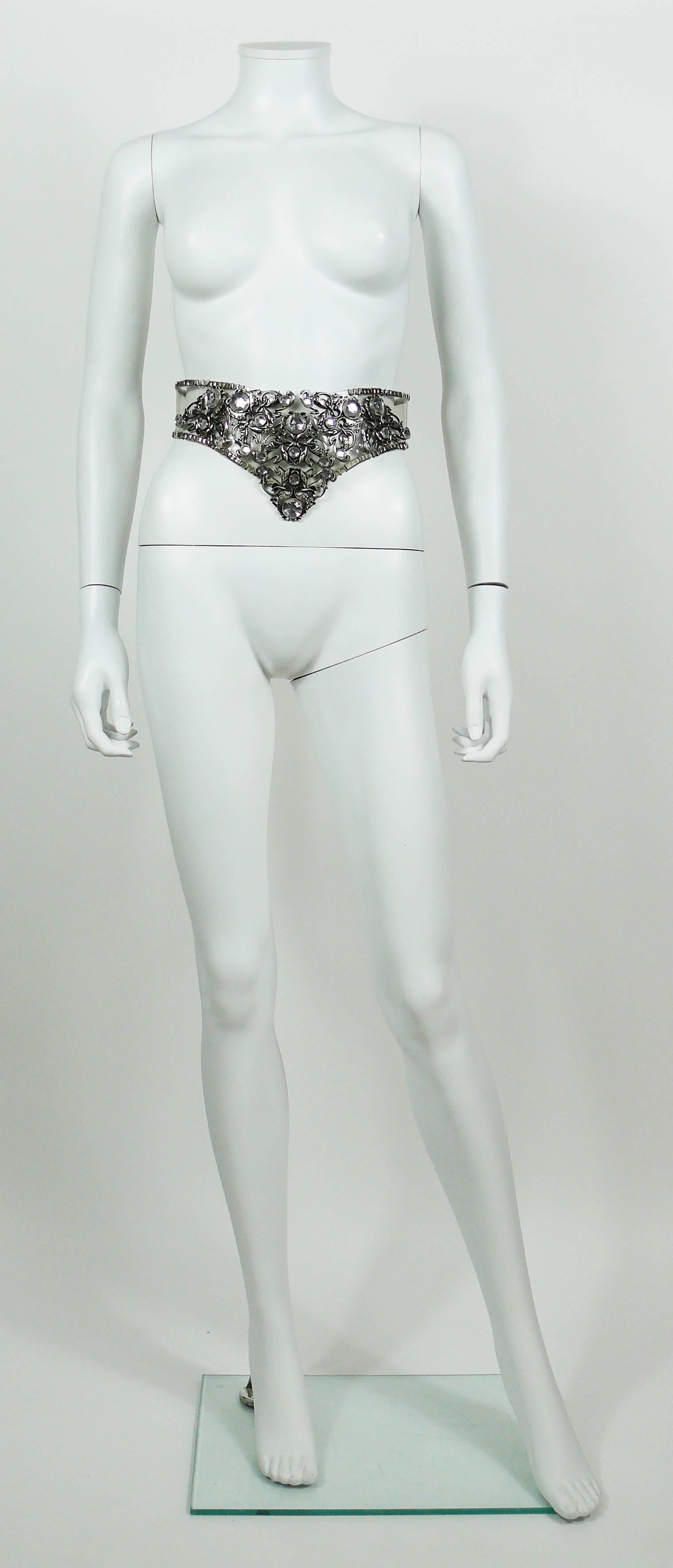 Gray Jose Cotel Vintage Rare 1985 Jewelled Clear Vinyl Belt