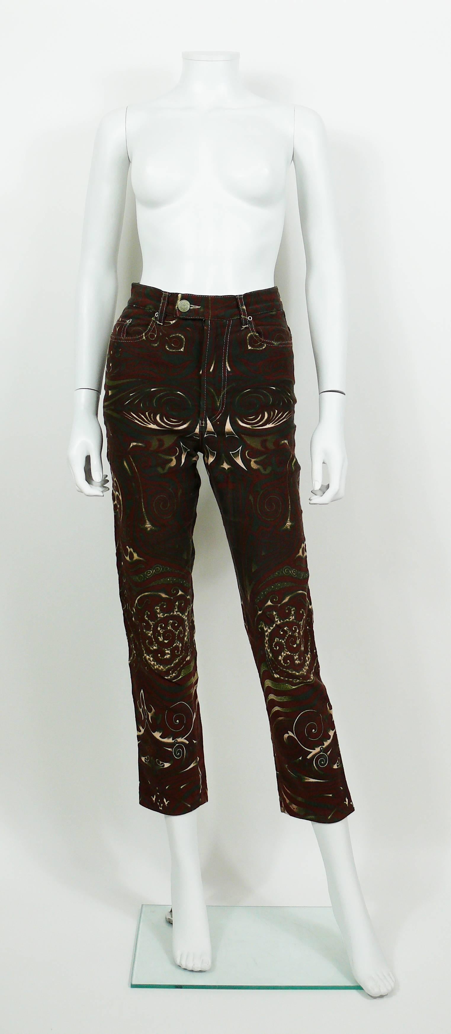 Black Jean Paul Gaultier Vintage Rare Aboriginal Maori Tattoo Pants Trousers