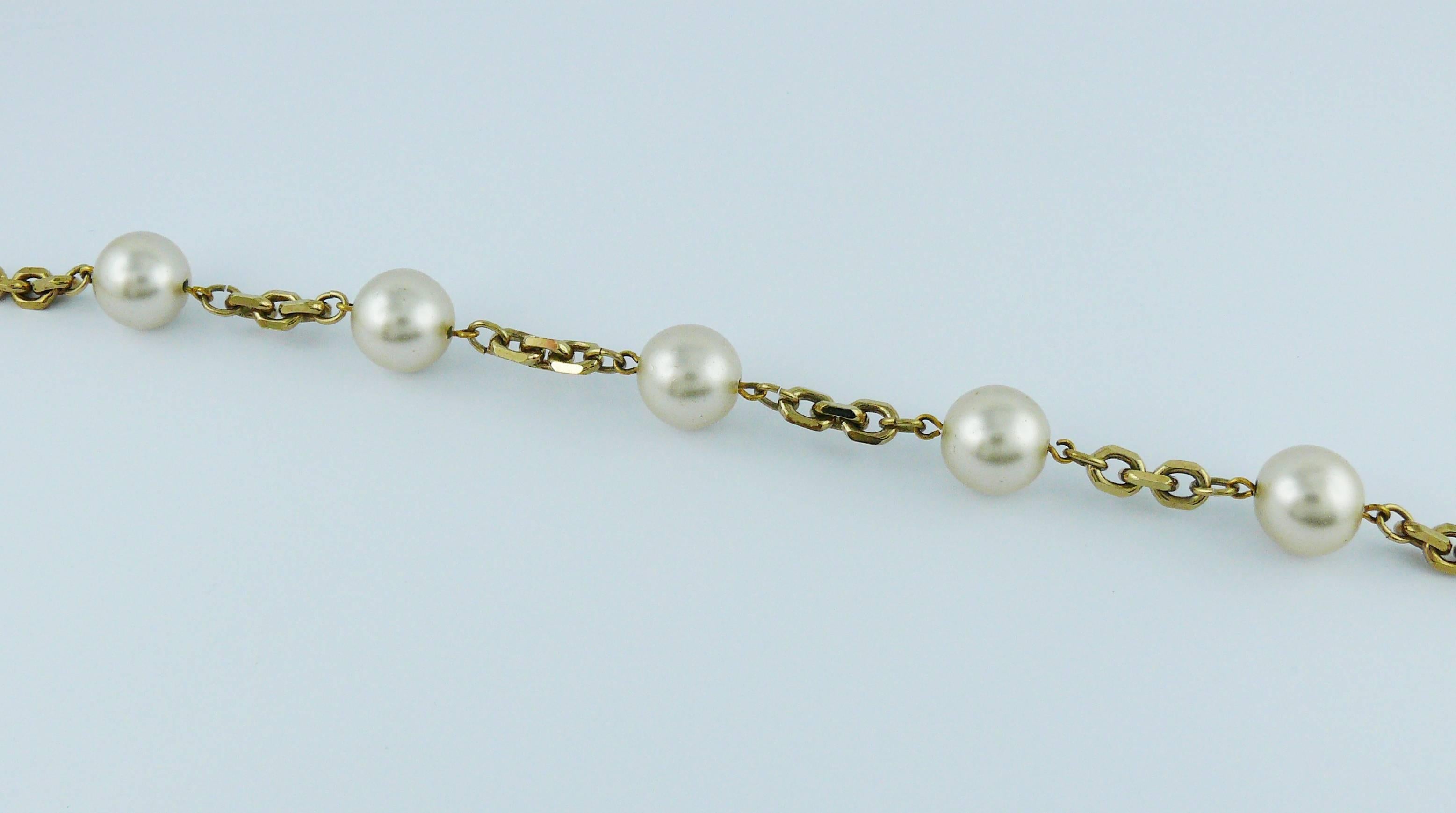 Balenciaga Vintage Pearl and Monogram Sautoir Necklace In Excellent Condition In Nice, FR