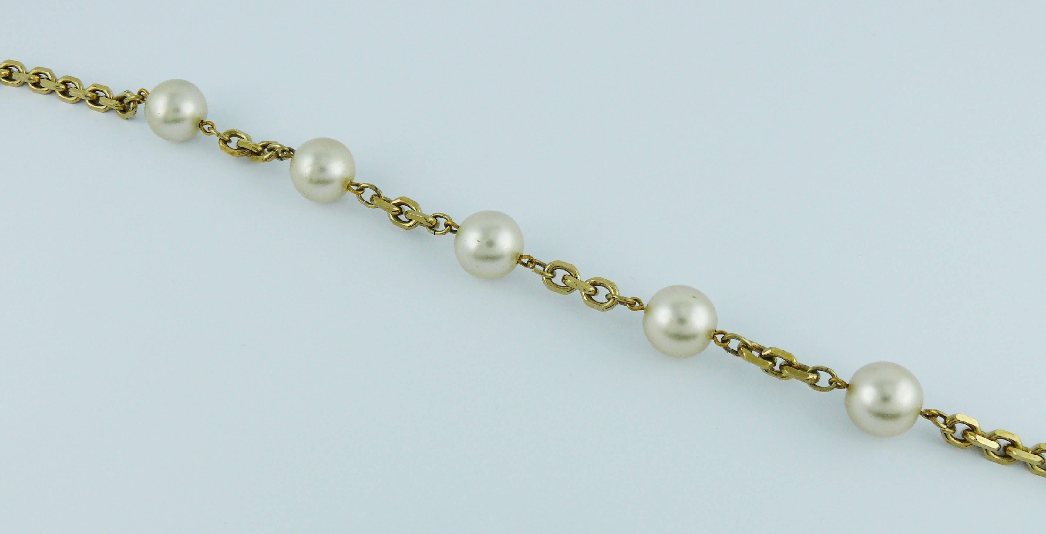 Balenciaga Vintage Pearl and Monogram Sautoir Necklace 1