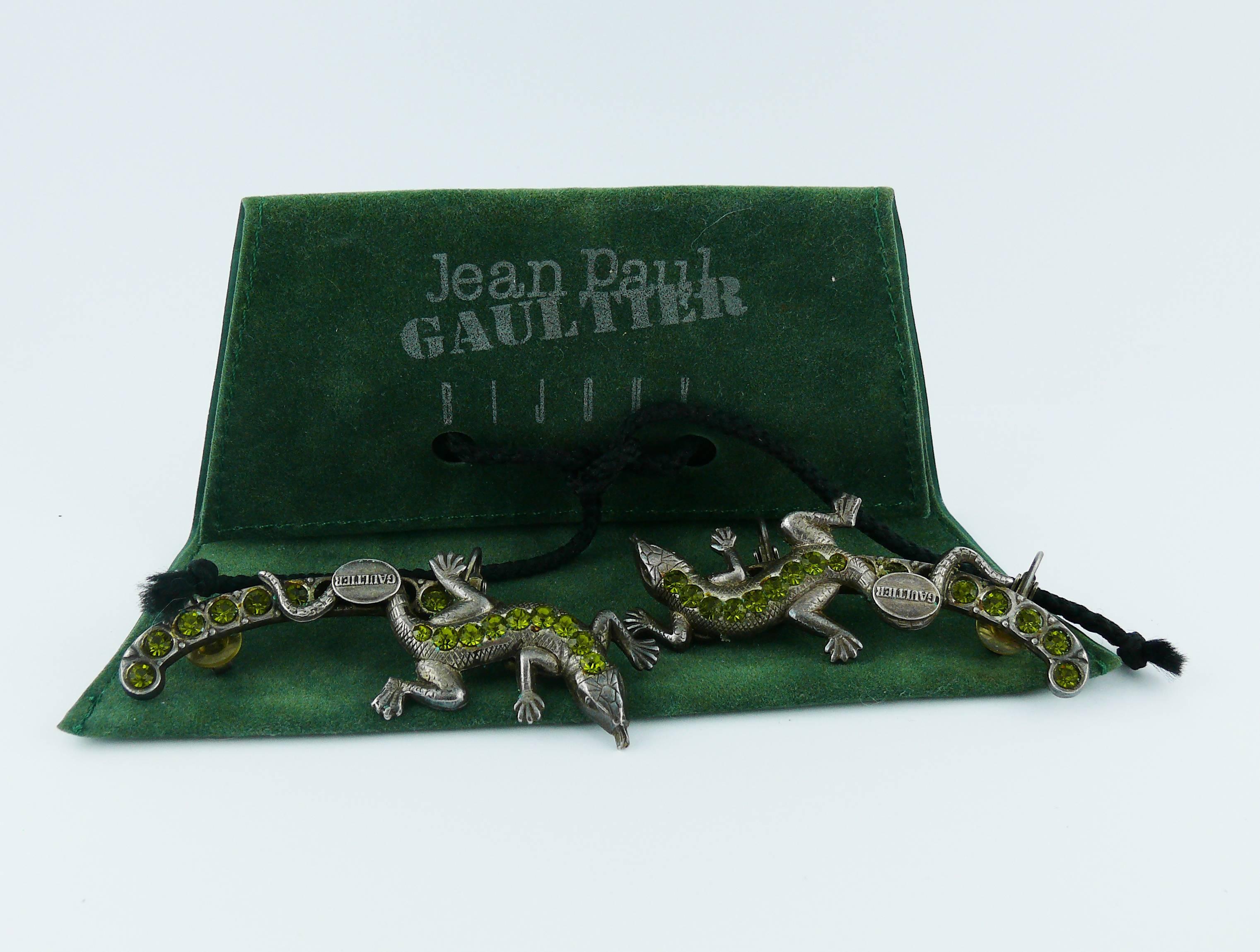 Jean Paul Gaultier Vintage Rare Jewelled Lizard Ear Cuffs In Excellent Condition In Nice, FR
