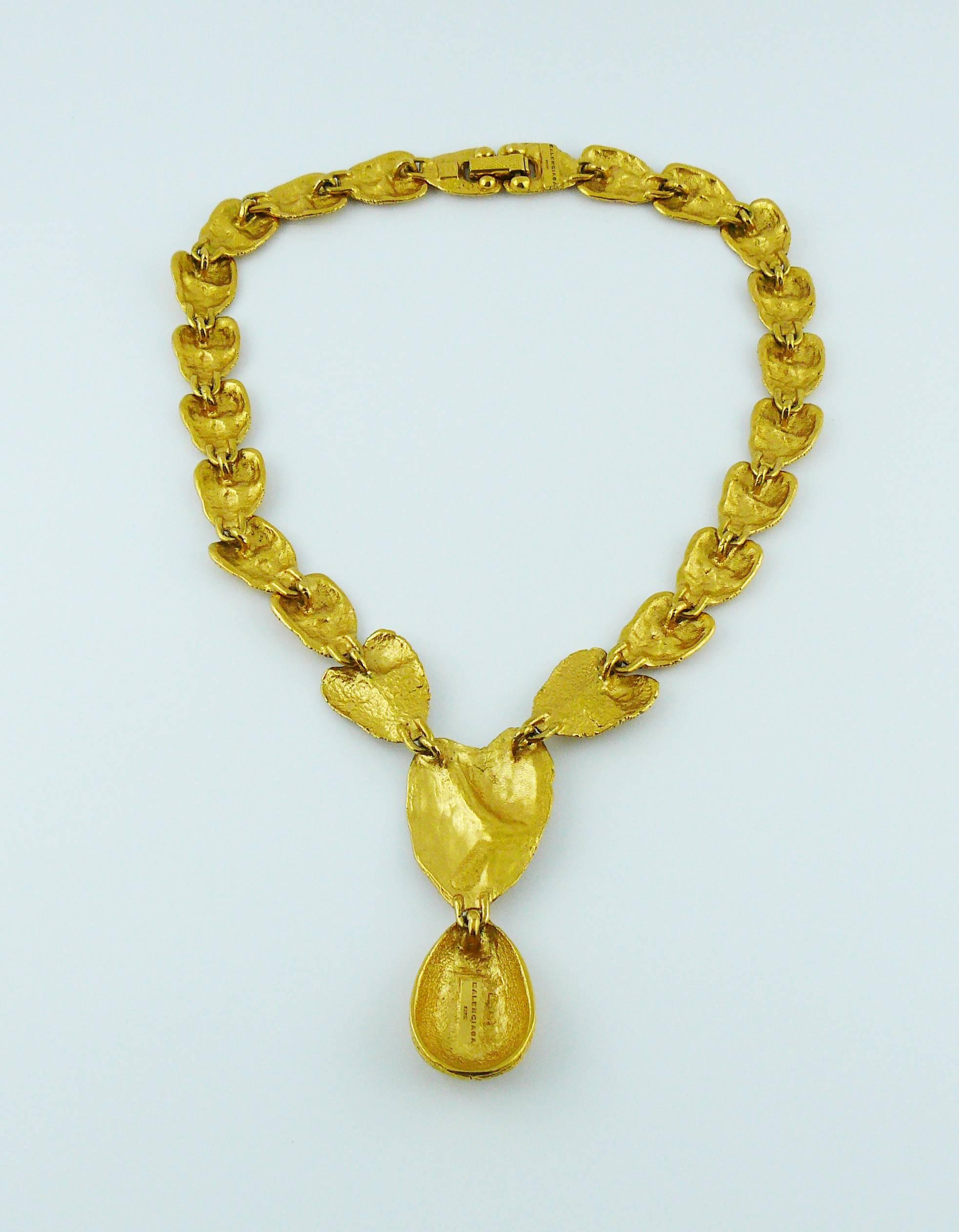 Balenciaga Vintage Gold Toned Abstract Heart Necklace 1