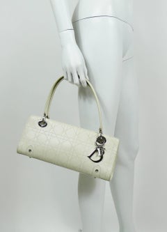 Christian Dior Off White Cannage East West Lady Dior Handbag