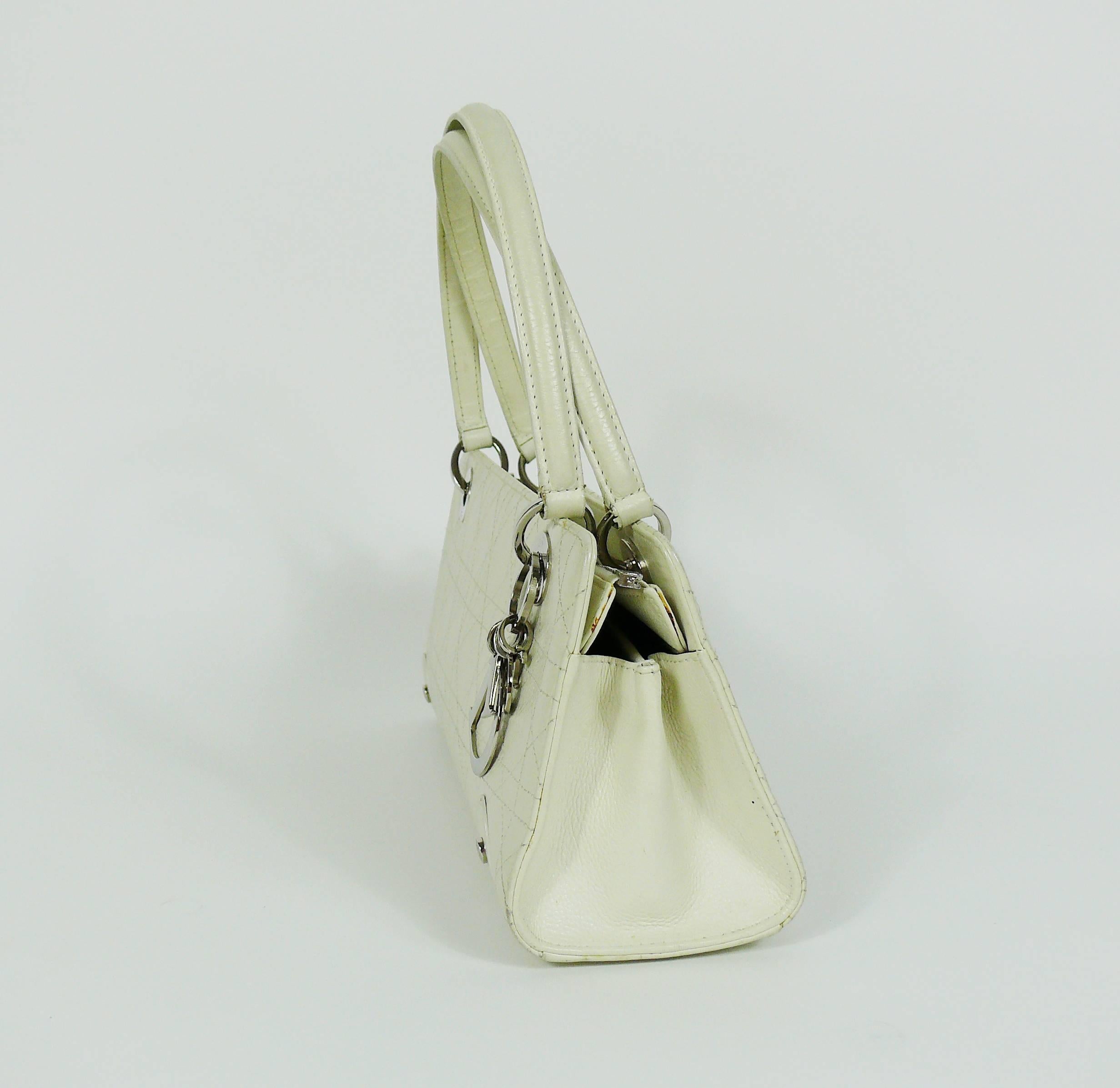 Christian Dior Off White Cannage East West Lady Dior Handbag In Good Condition In Nice, FR