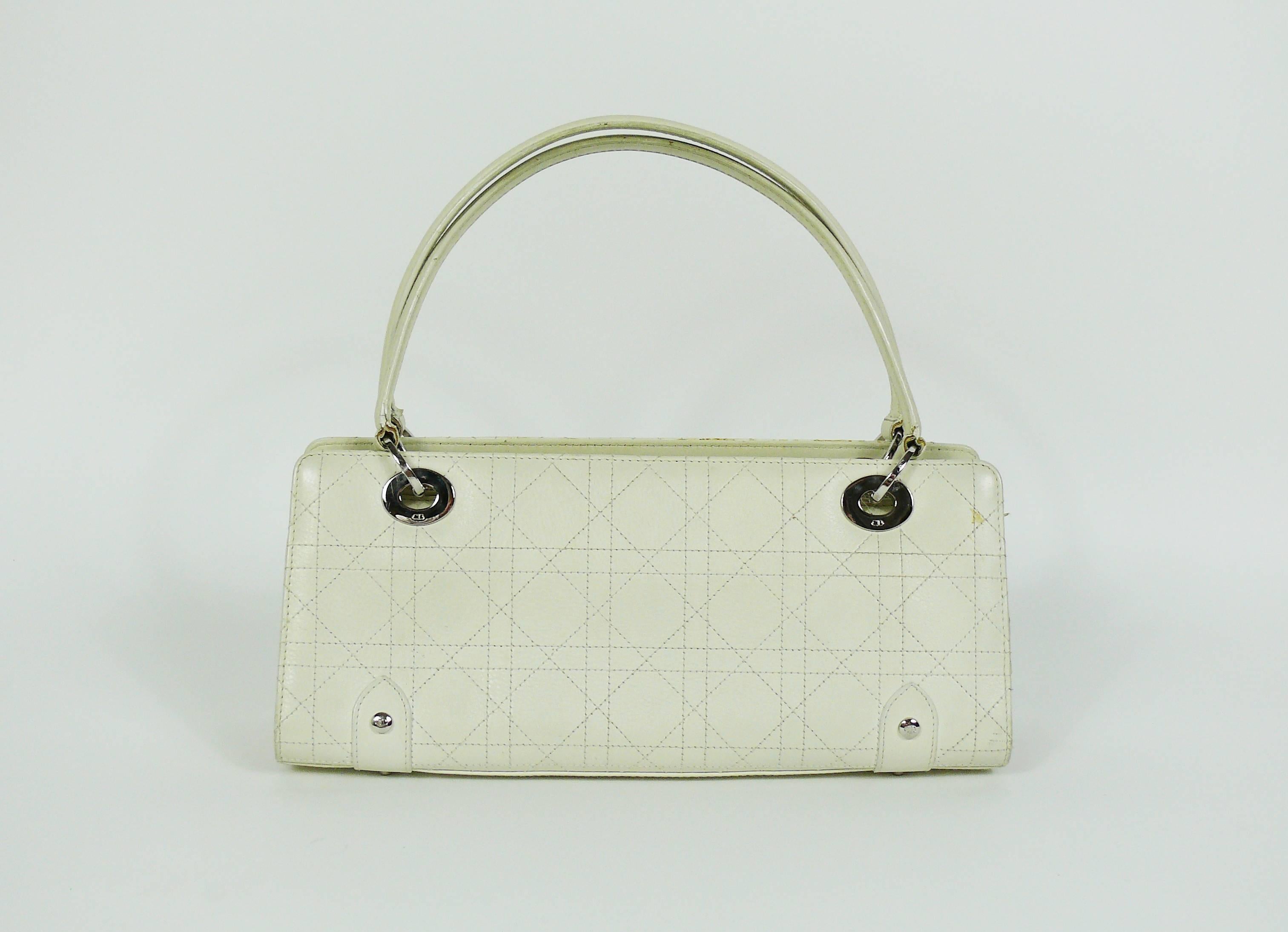 Women's Christian Dior Off White Cannage East West Lady Dior Handbag