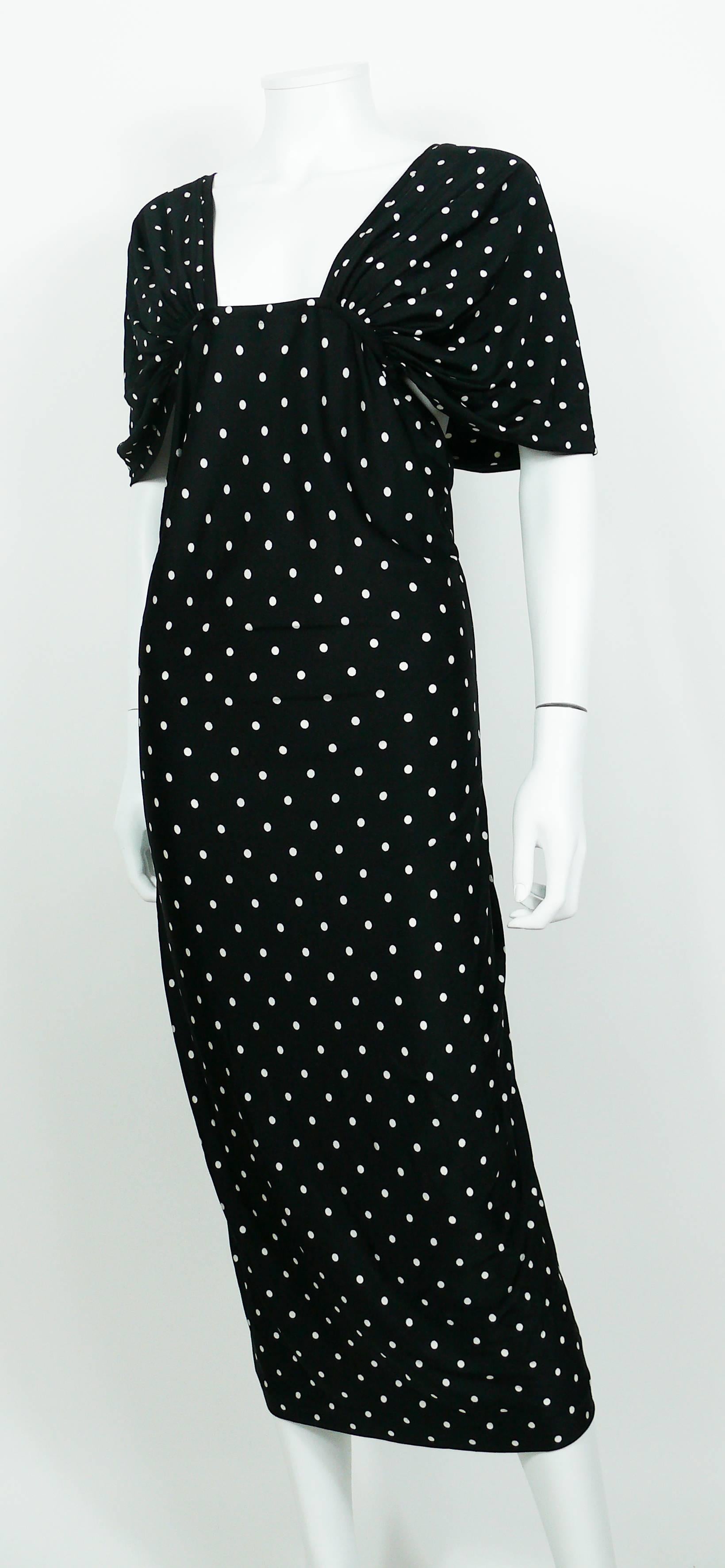 Patrick Kelly Vintage Schwarzweißes gepunktetes Kleid, US Größe 10 im Angebot 1