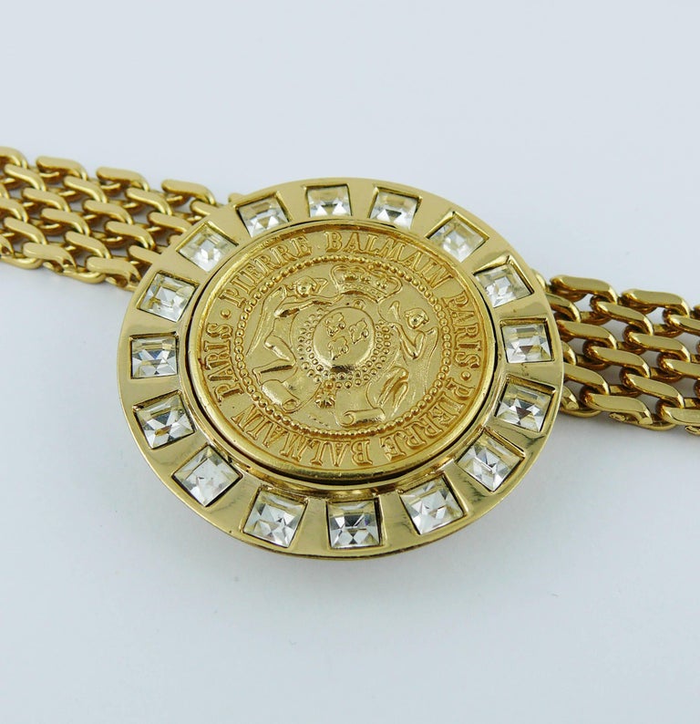 Pierre Balmain Vintage Jewelled Medallion Crest Necklace at 1stDibs ...