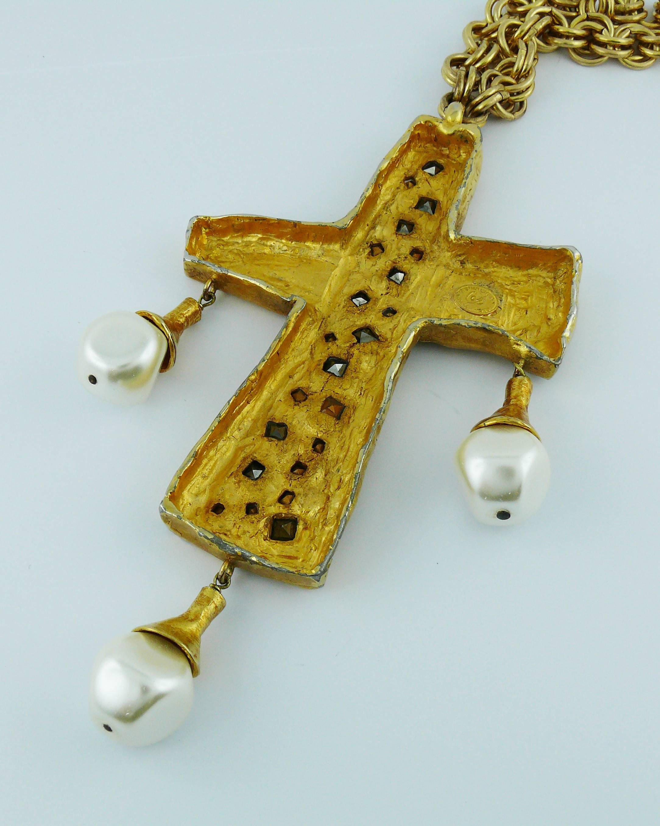 Christian Lacroix Vintage Rare Huge Runway Cross Necklace 2