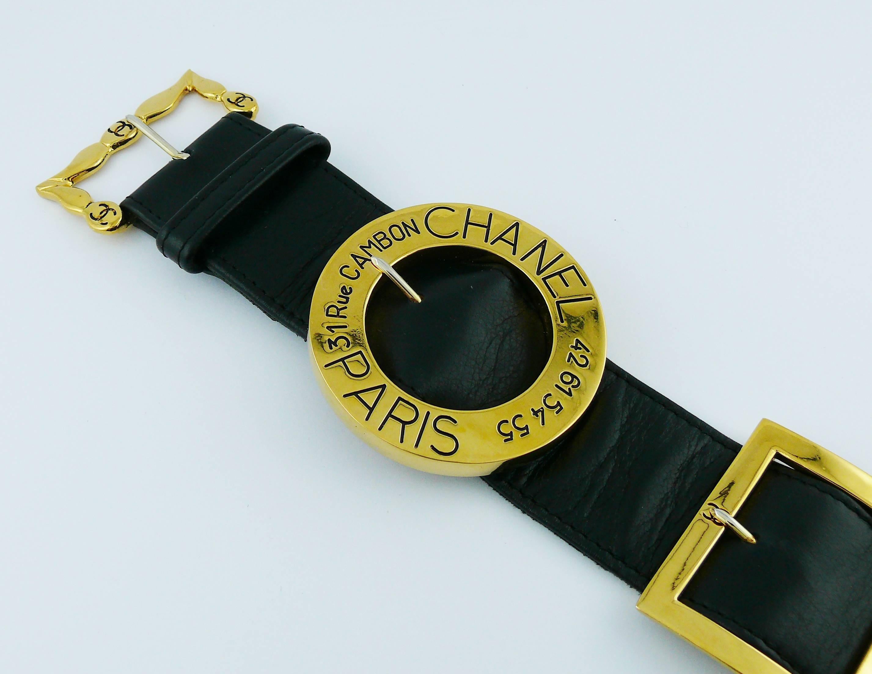 Women's Chanel Vintage Black Leather Multi Buckle Belt