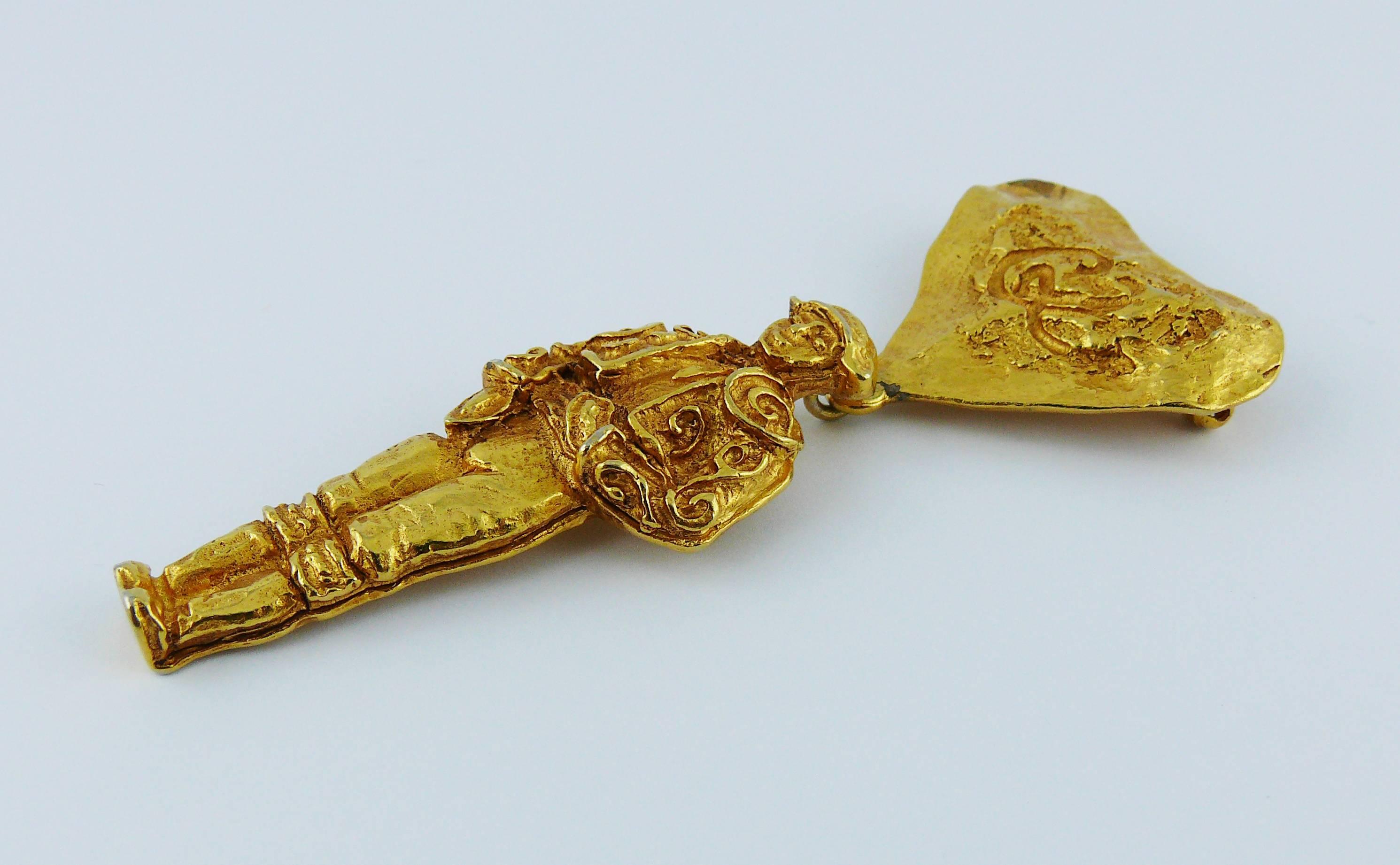 Women's Christian Lacroix Vintage Gold Toned Matador Dangle Brooch