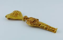 Christian Lacroix Vintage Gold Toned Matador Dangle Brooch