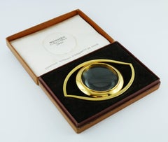 Hermès Vintage Cleopatra Eye Gold Toned Desk Magnifying Glass Paperweight