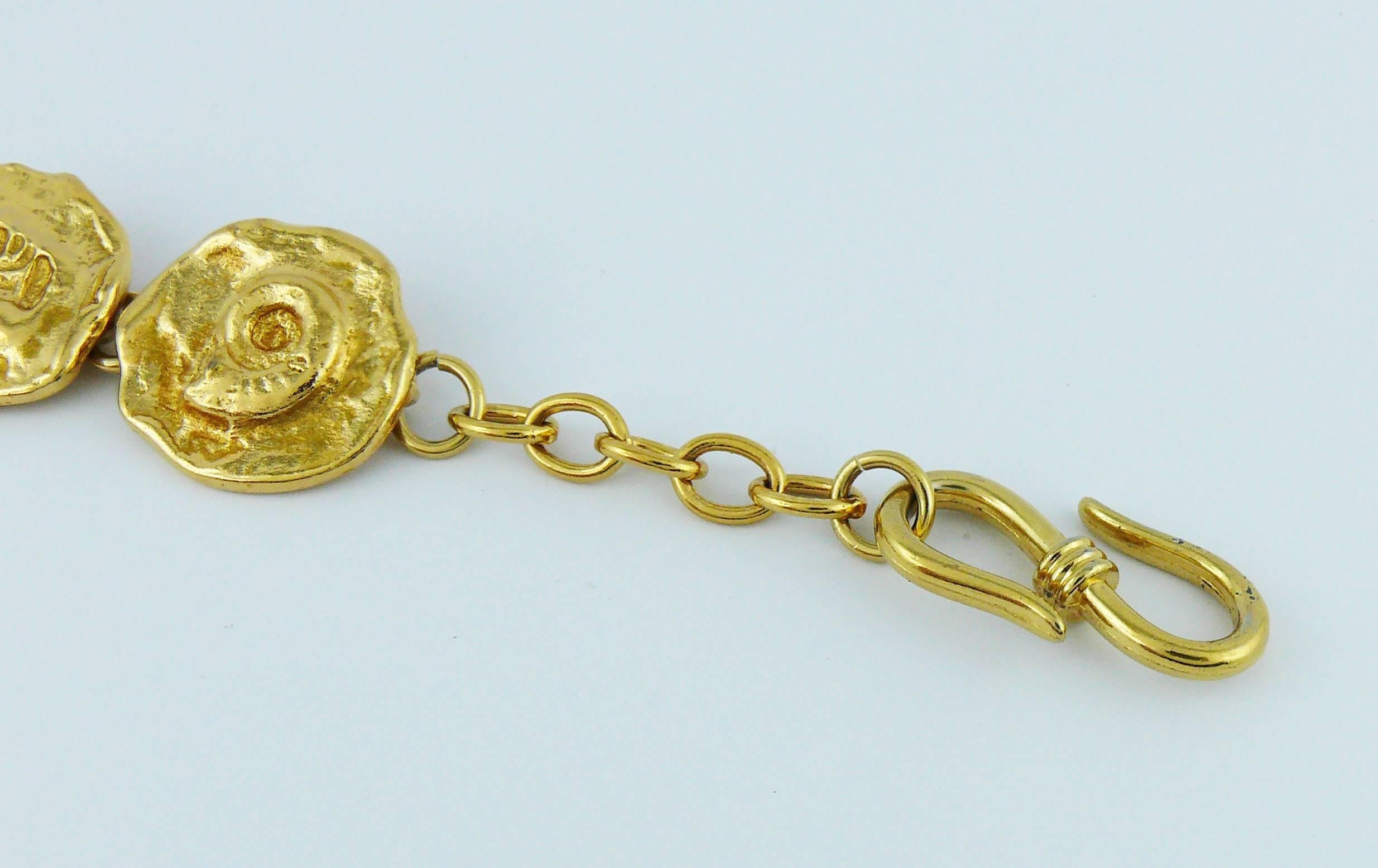 Yves Saint Laurent YSL Vintage Gold Toned Fossil Necklace 1